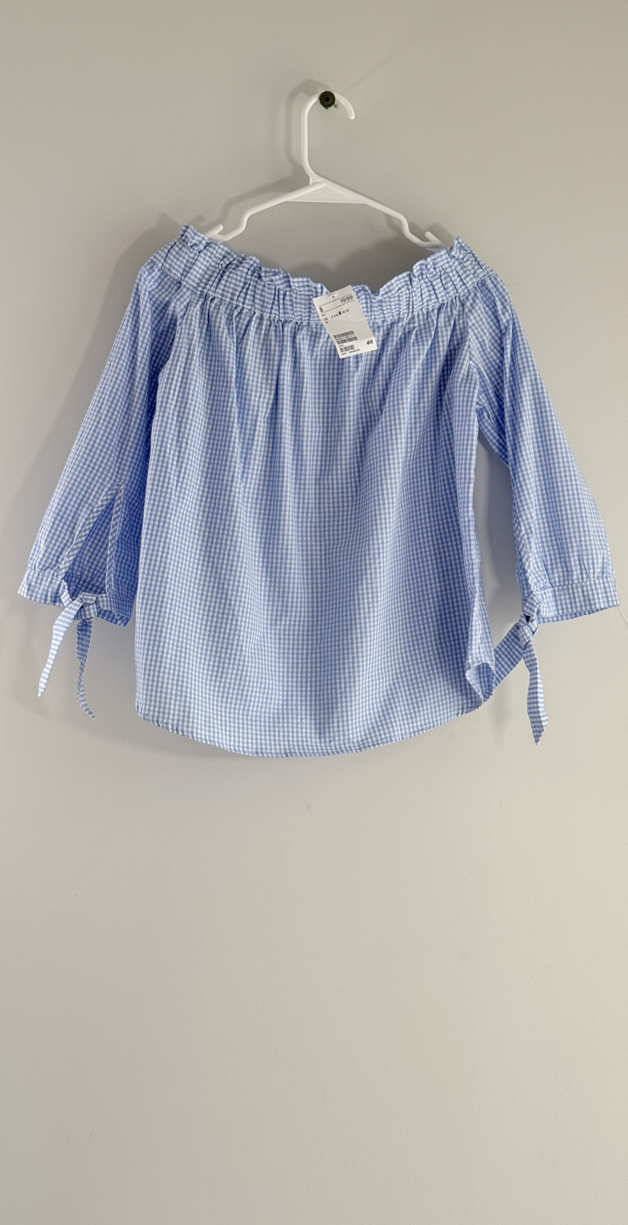 H&M Checked Off-The-Shoulder Blouse thumbnail 3