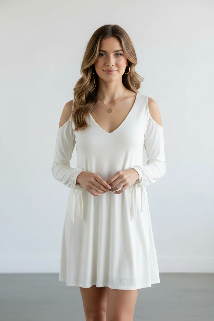 Lulus First Date White V-Neck Mini Dress - Image 1