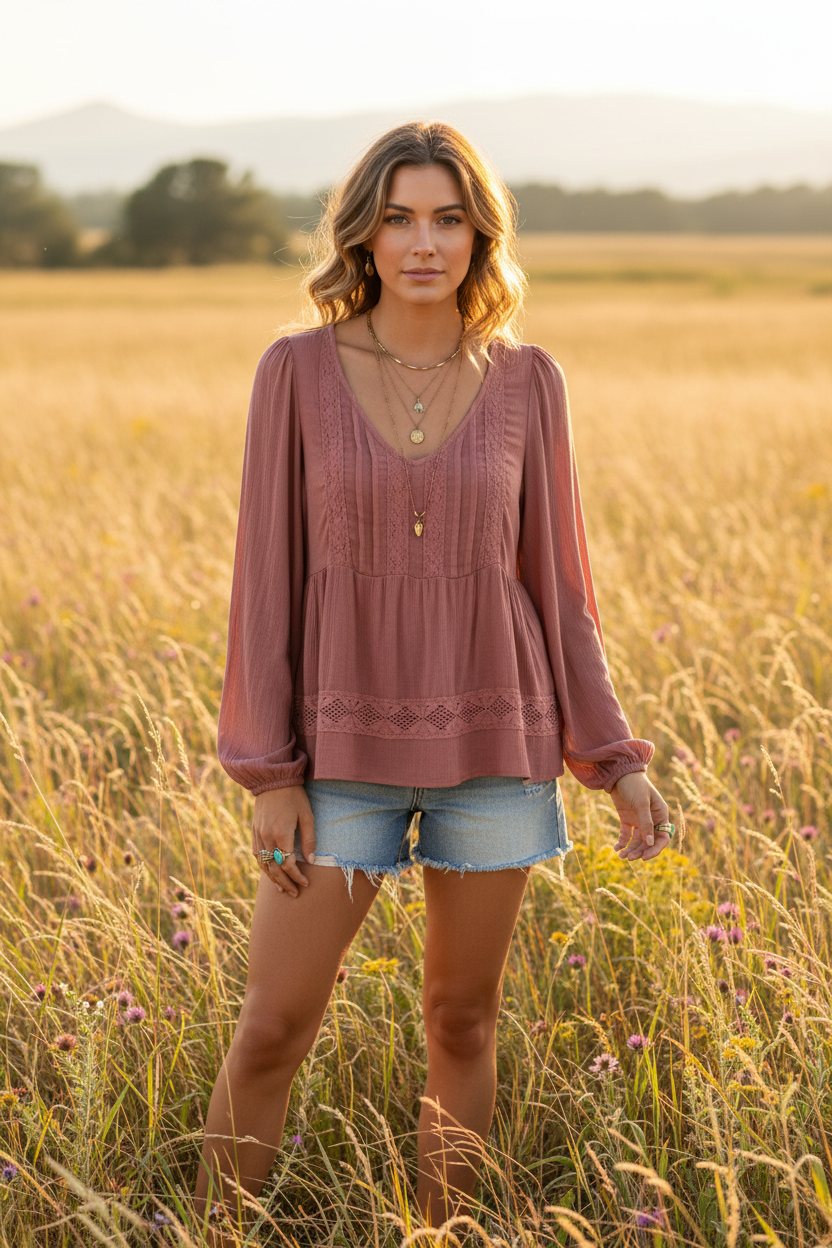 Rewind Boho Babydoll Top - Image 1