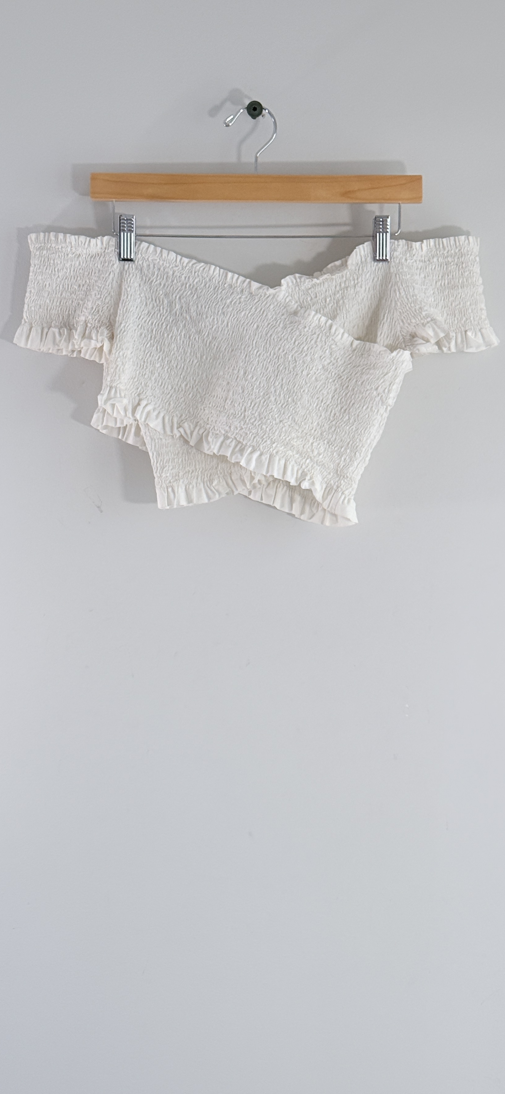 ASTR the Label Smocked Off-The-Shoulder Crop Top thumbnail 3