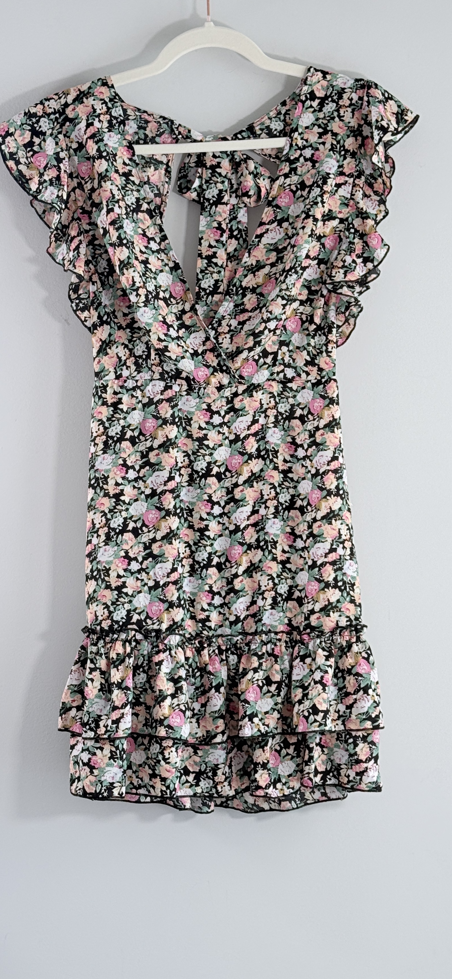 Shein Tie Open Back Ruffle Armhole Floral Dress thumbnail 2