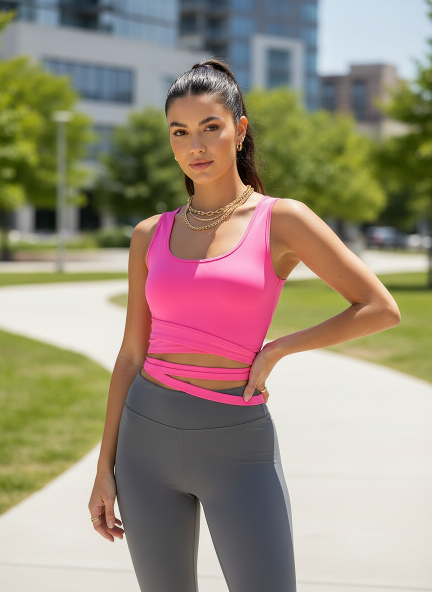 Lanston Sport Axel Cropped Wrap Tank Top - Image 1