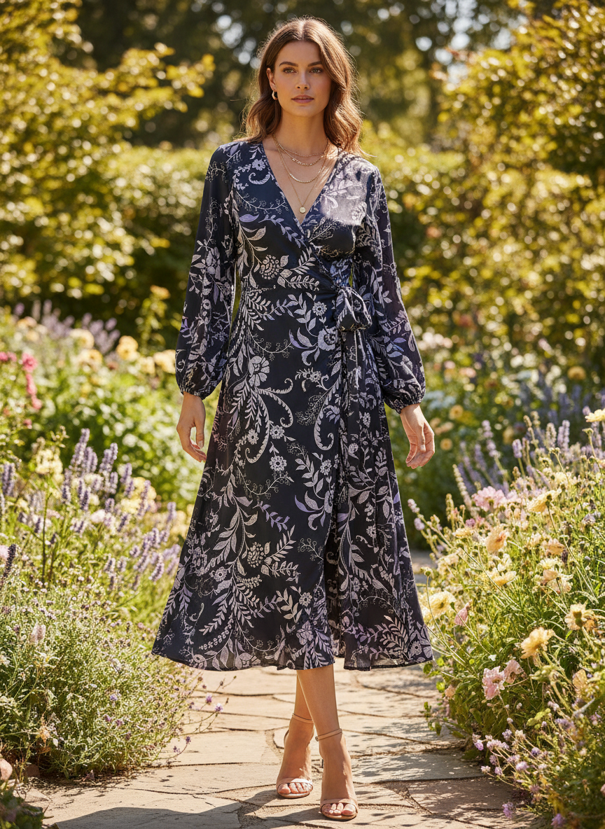 MISA Los Angeles Sylvia Wrap Midi Dress - Image 1
