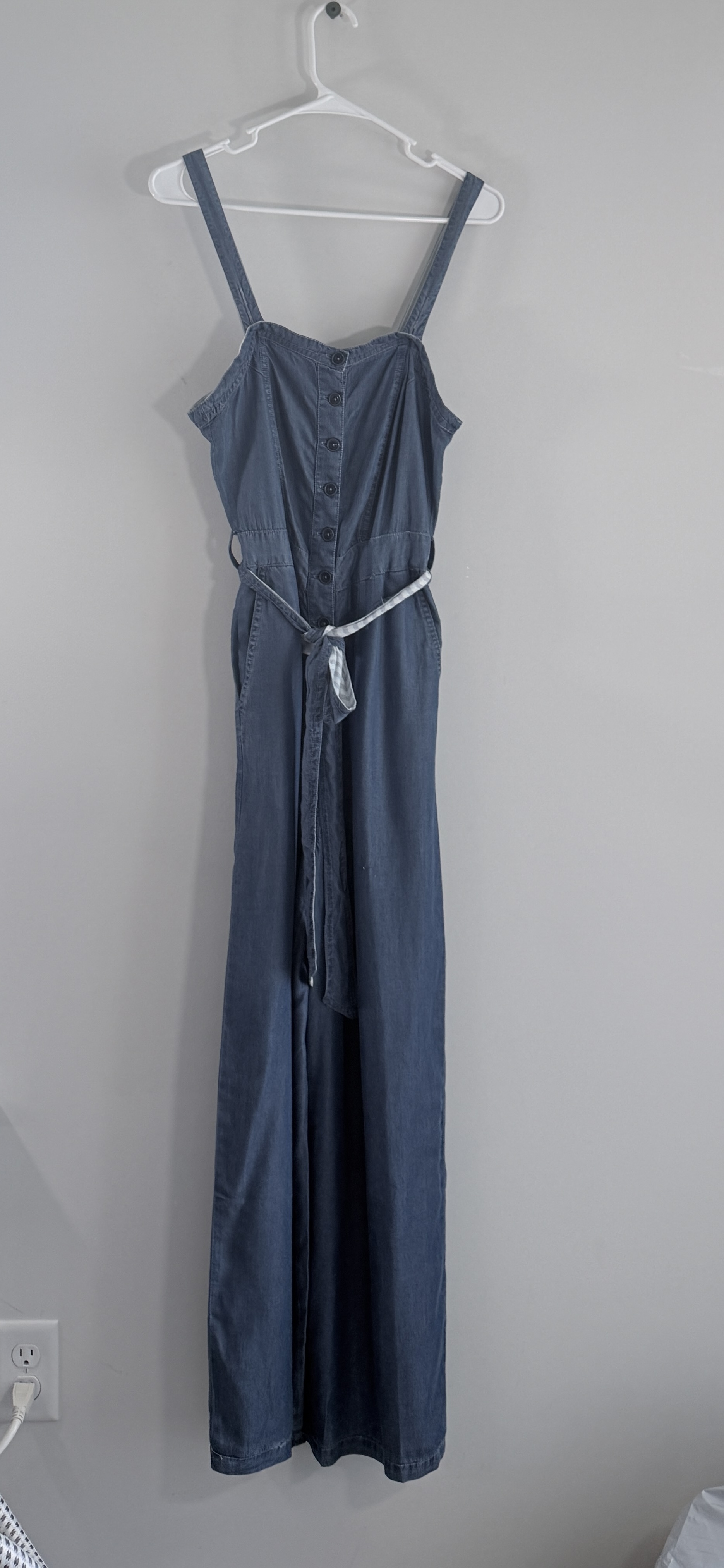 Hem & Thread Blue Chambray Button-Front Jumpsuit thumbnail 2