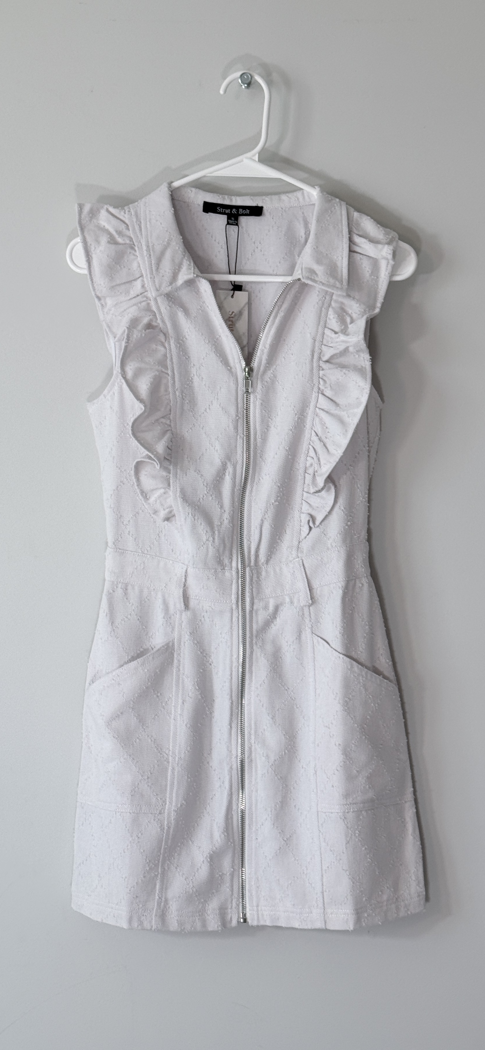 Strut & Bolt Ribbed Half-Zip Collar Textured Denim Dress thumbnail 2
