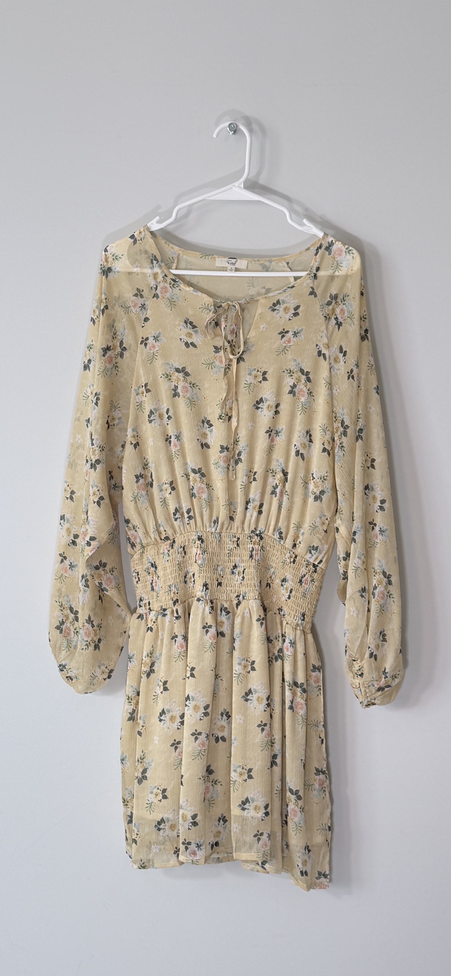 Easel Floral Printed Smocked Waist Dress thumbnail 2