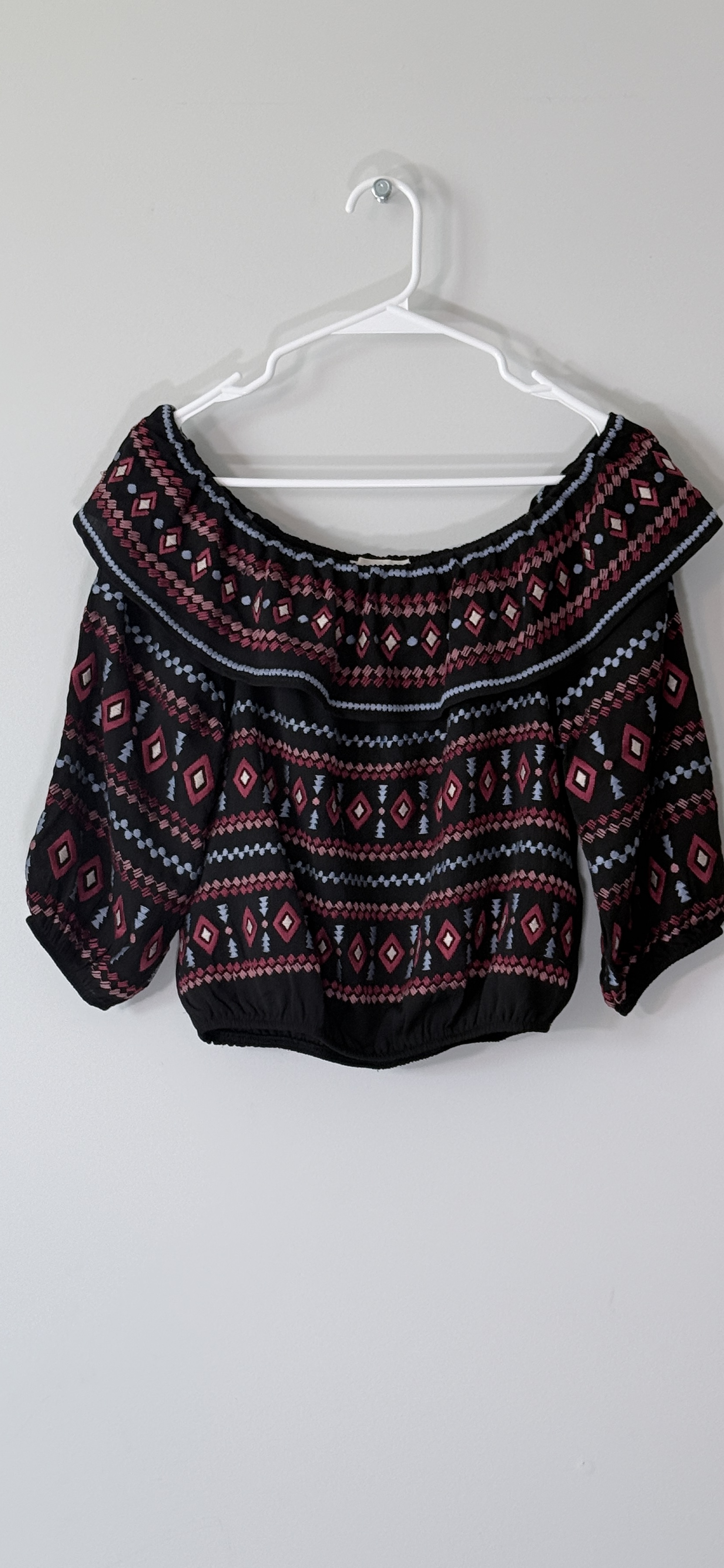 Savannah Jane Off-The-Shoulder Embroidered Boho Crop Top thumbnail 2