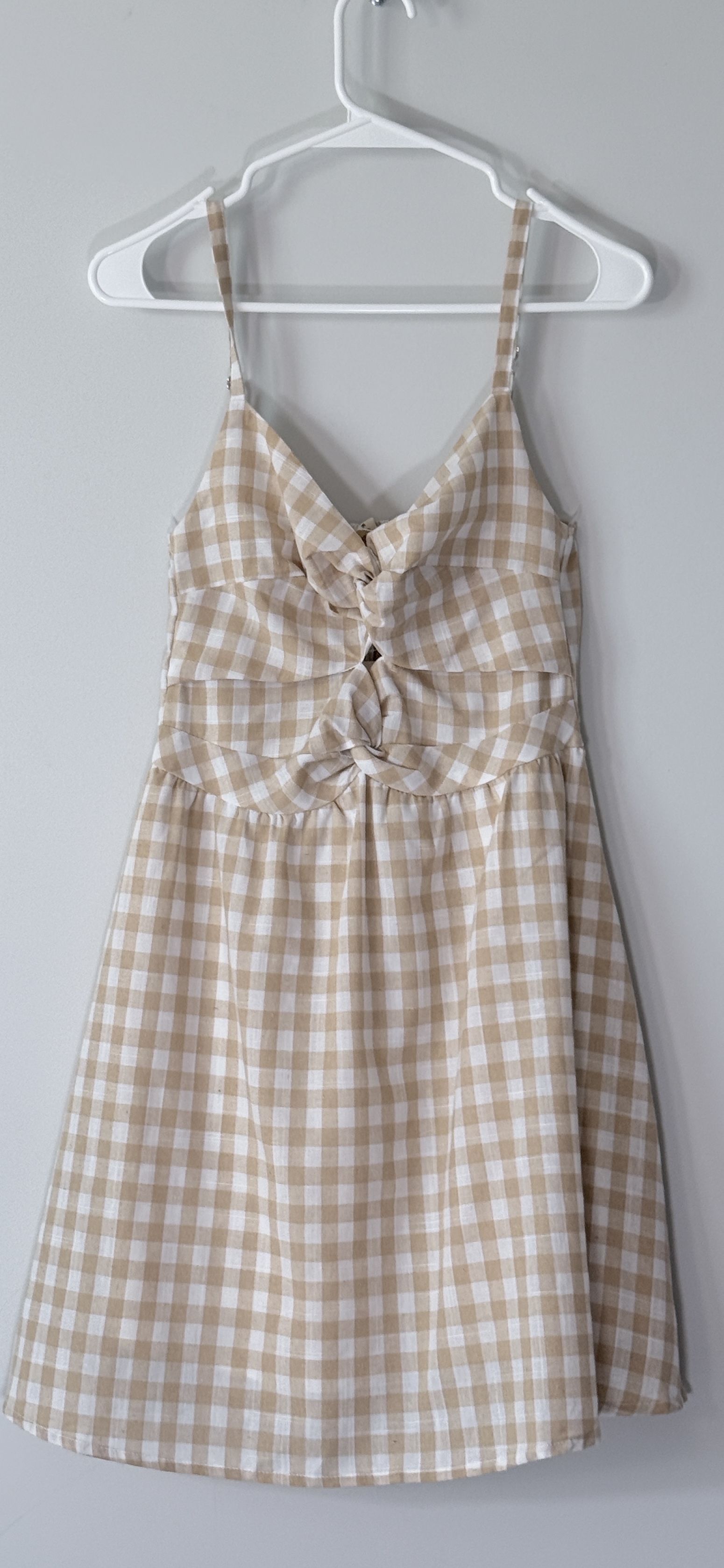 Promesa Tan Gingham Double Twist-Front Dress thumbnail 2