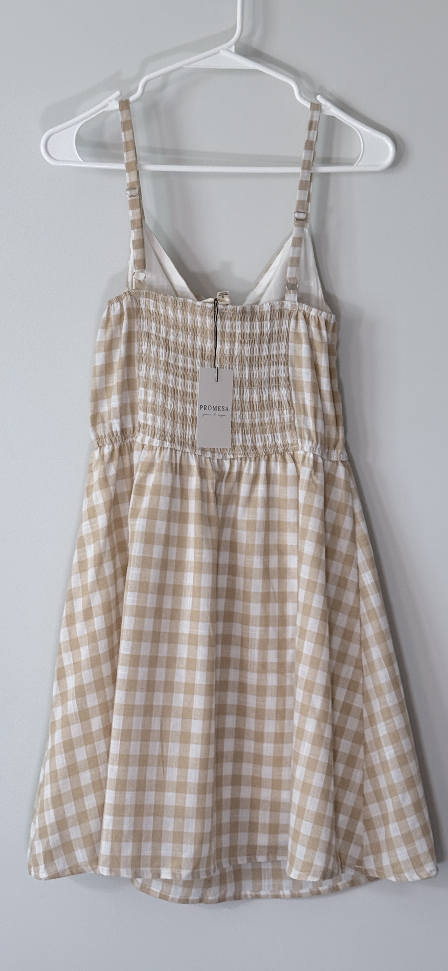 Promesa Tan Gingham Double Twist-Front Dress thumbnail 3