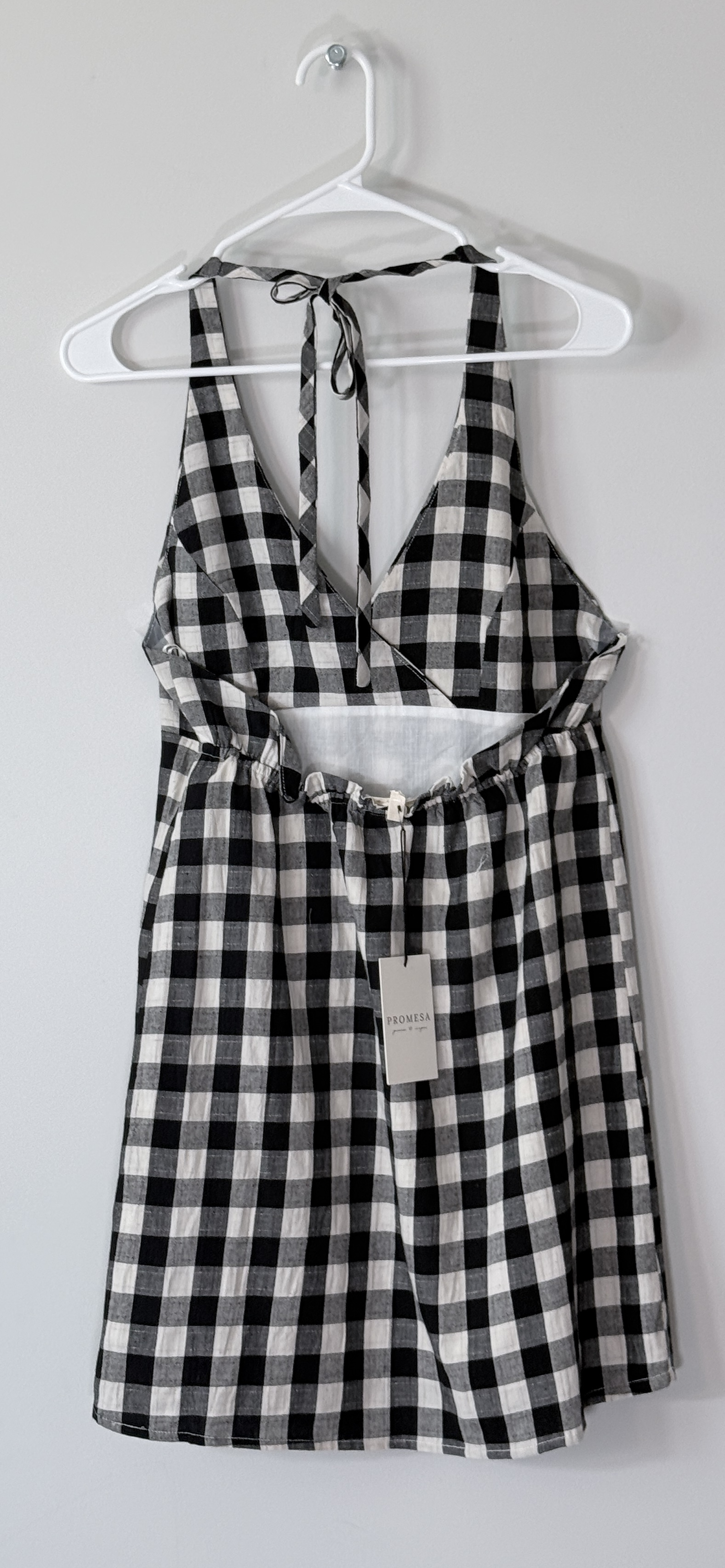 Promesa Dress Black Checkered Halter Mini Dress thumbnail 4
