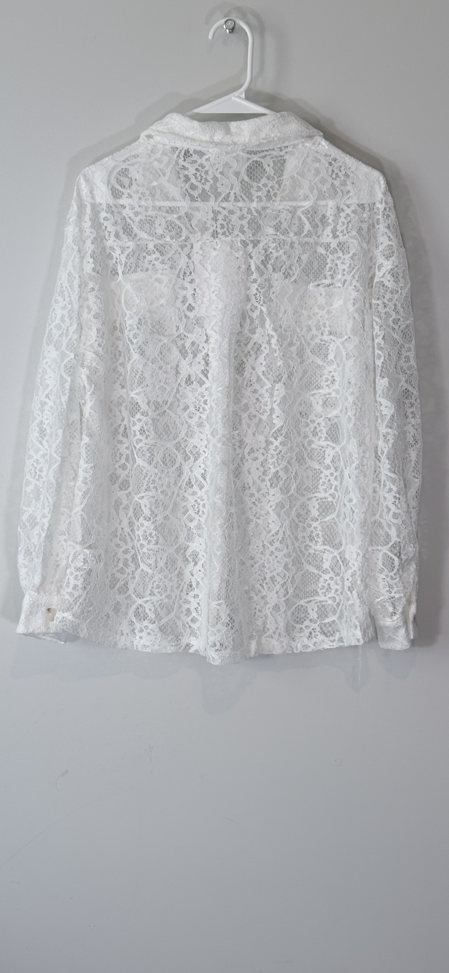 Andrée by Unit "Stick Together" White Lace Button-Up Shirt thumbnail 3