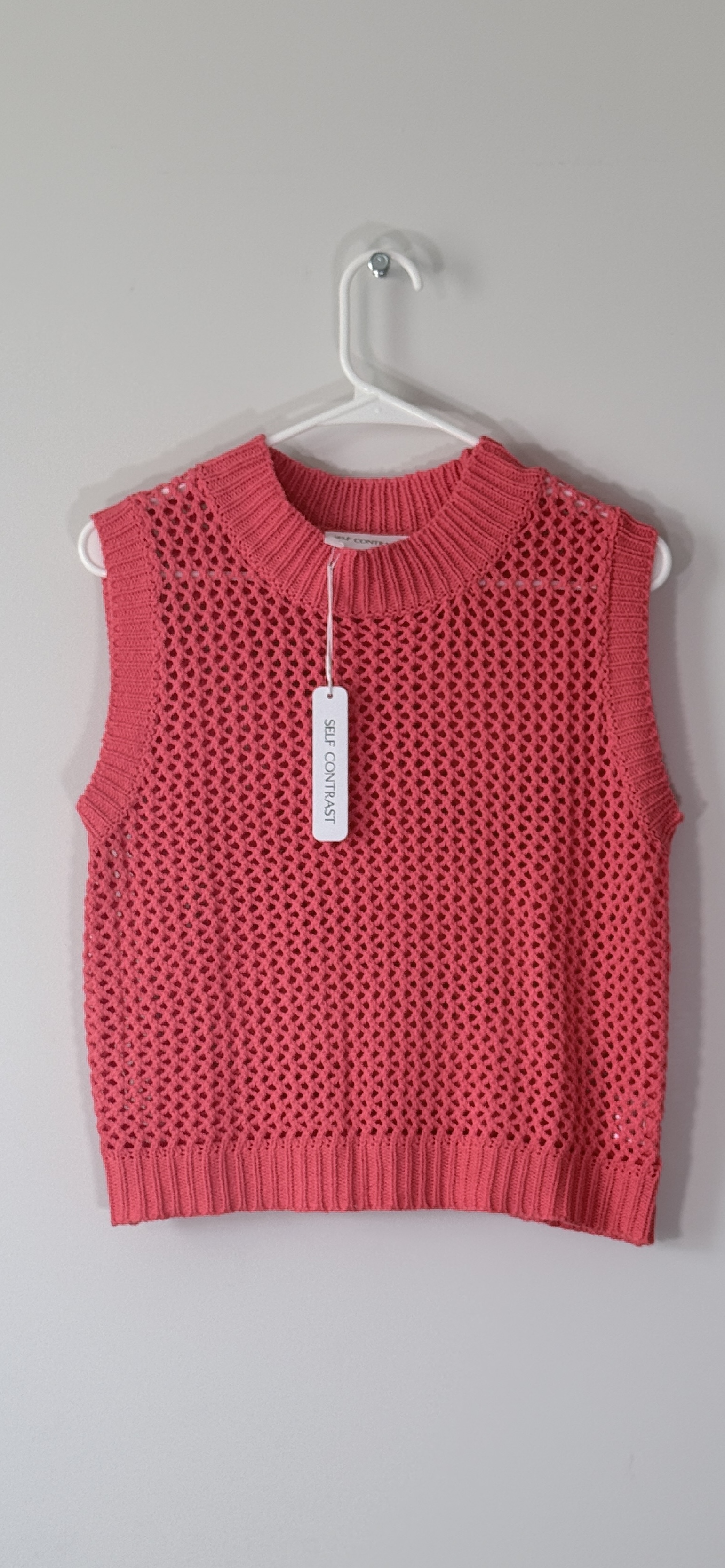 Self Contrast Jessica Fishnet Coral Tank Top thumbnail 3
