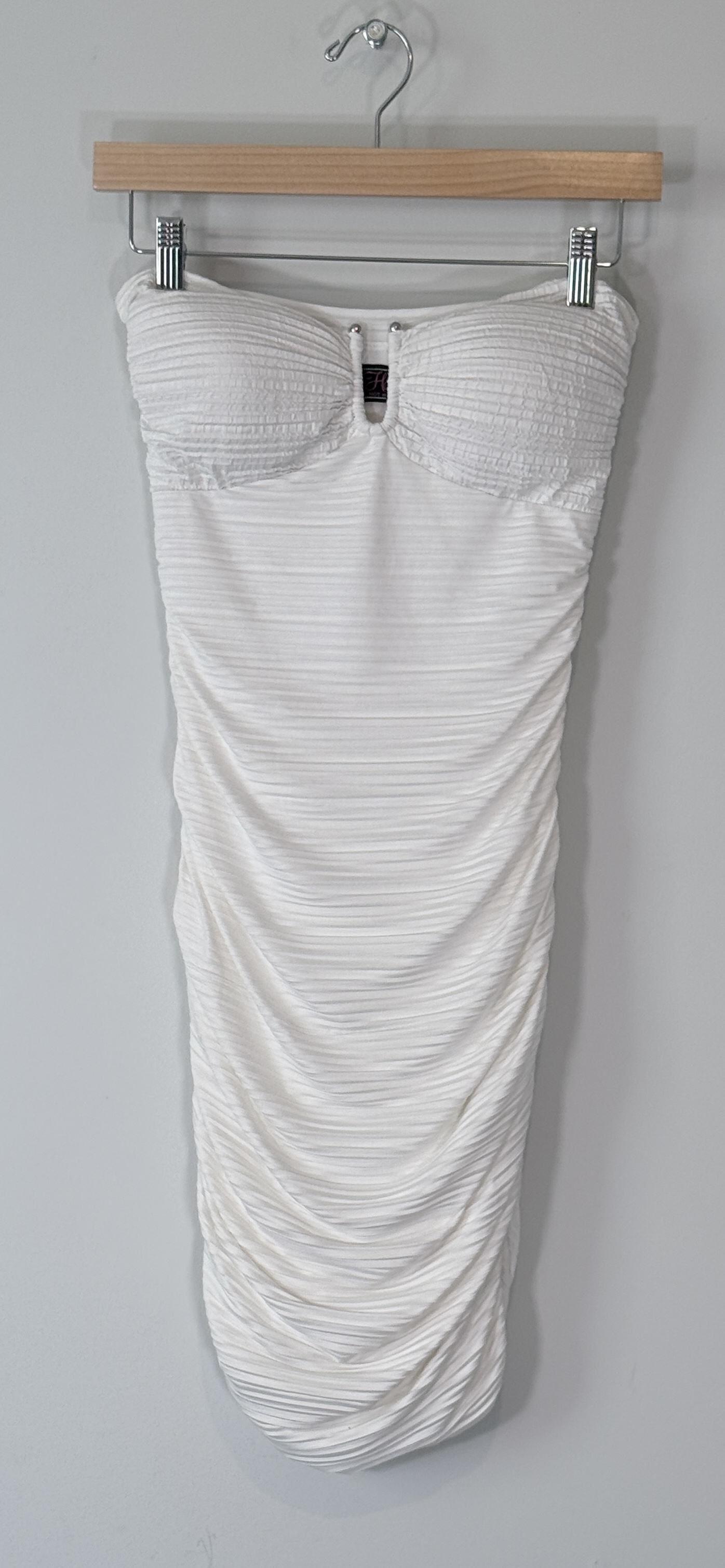 Hot Miami Styles White Strapless Ruched Mini Dress thumbnail 2