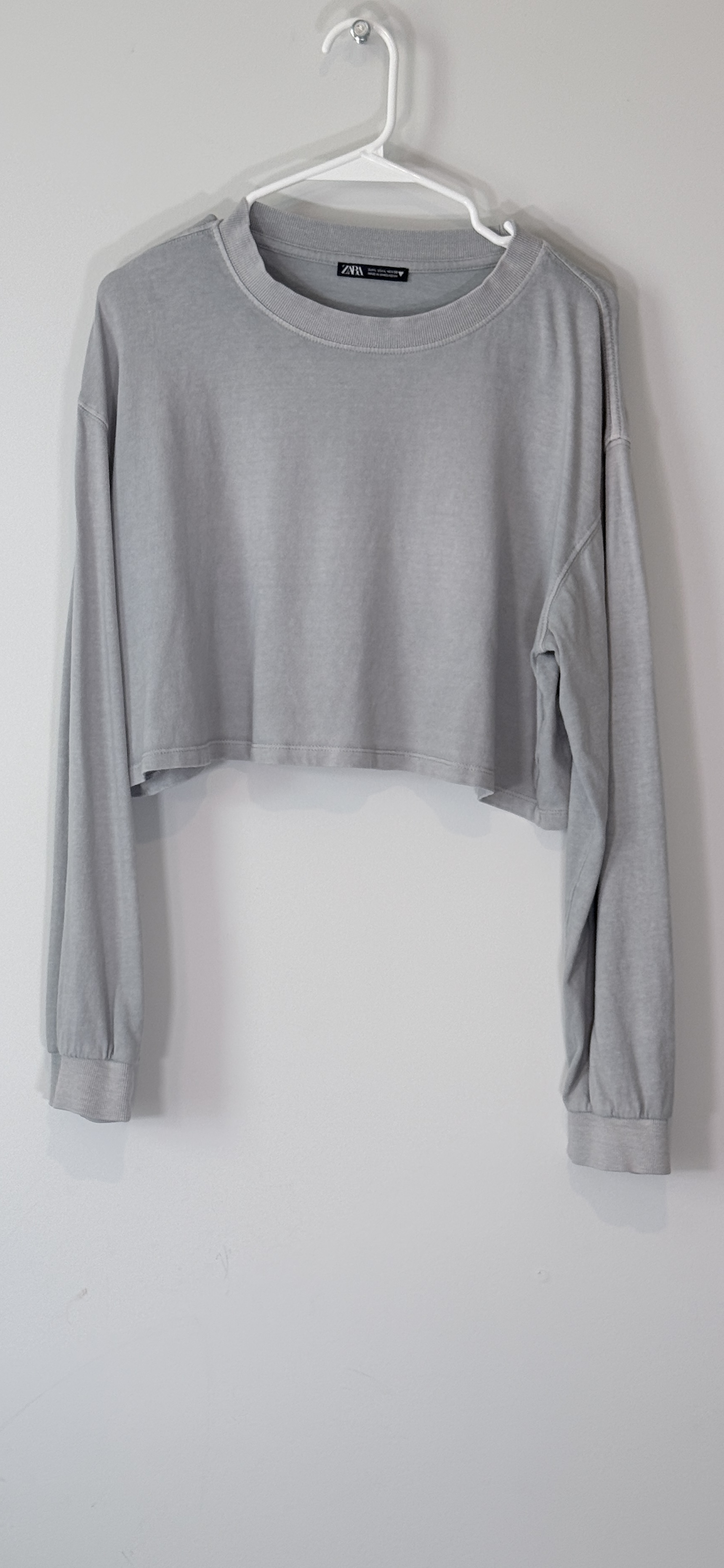 Zara Grey Cropped Crewneck Sweatshirt thumbnail 2