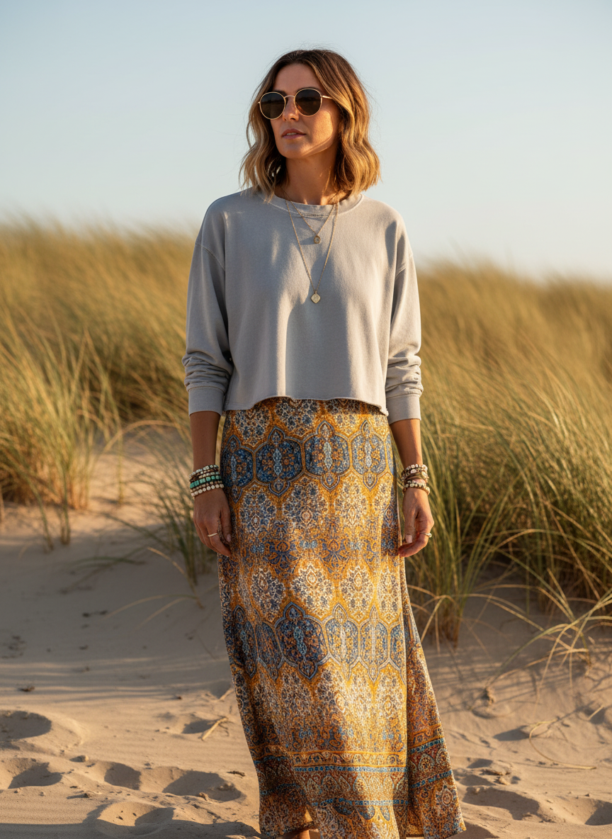 Zara Grey Cropped Crewneck Sweatshirt - Image 1