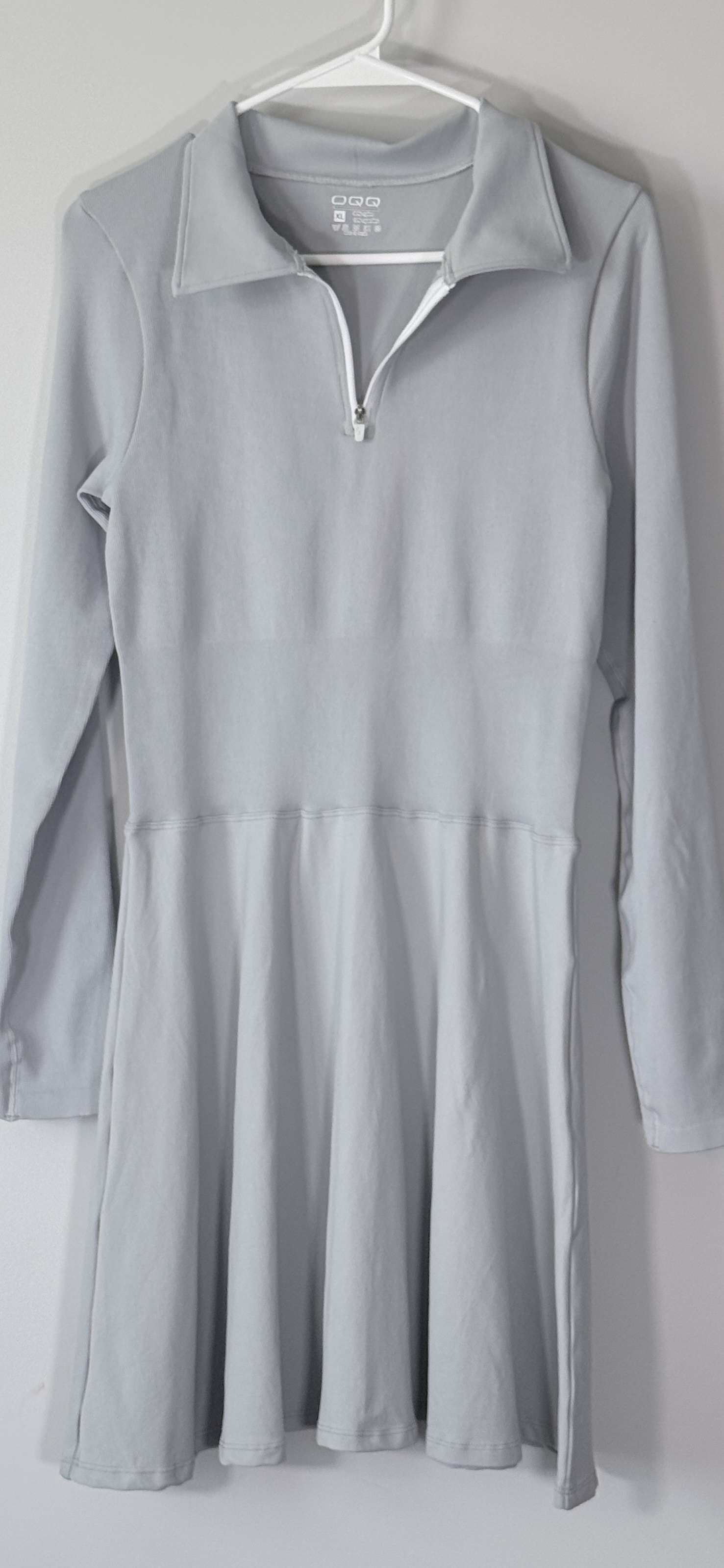 OQQ Women's Casual Long Sleeve Elastic A-Line Zipper Mini Dress thumbnail 2