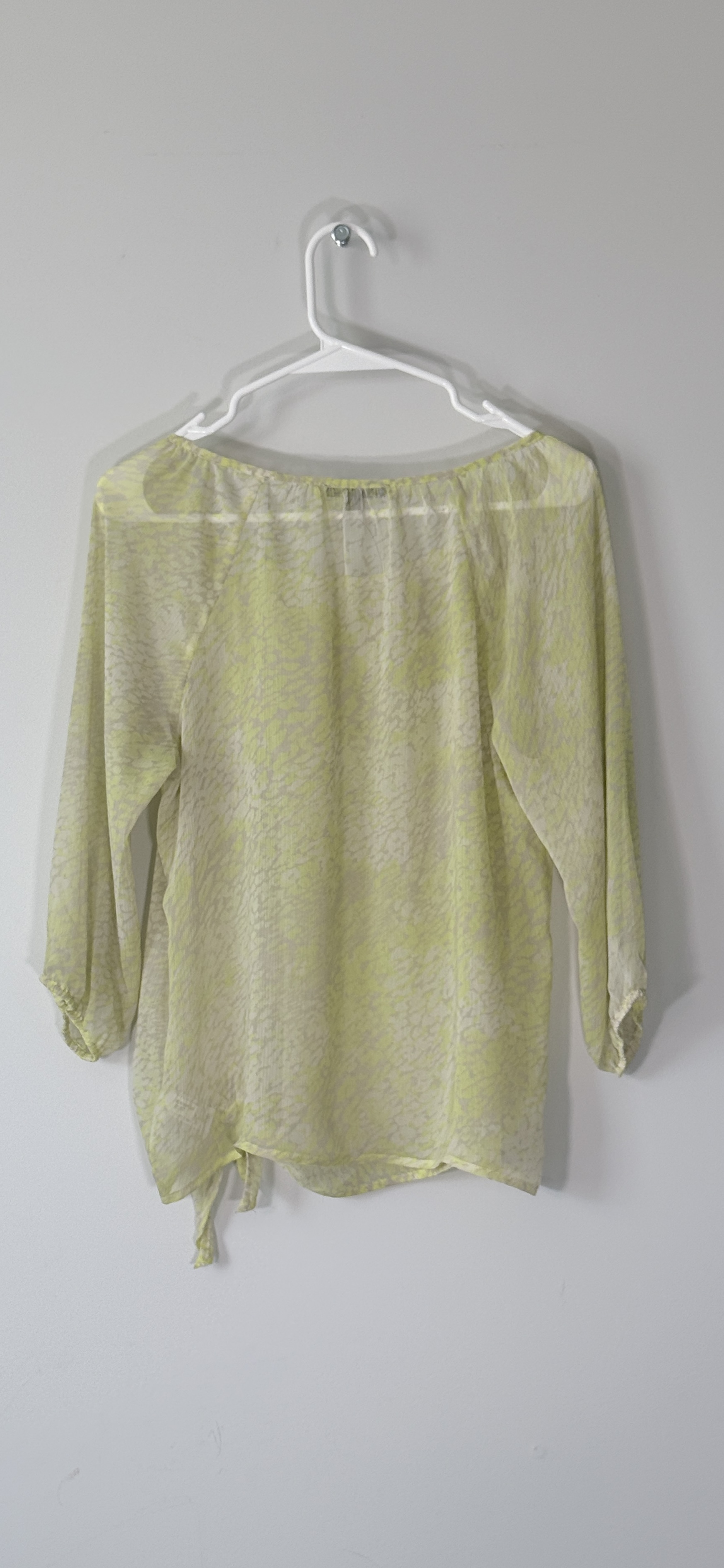 Express Yellow and White Animal Print Side Tie Blouse thumbnail 3