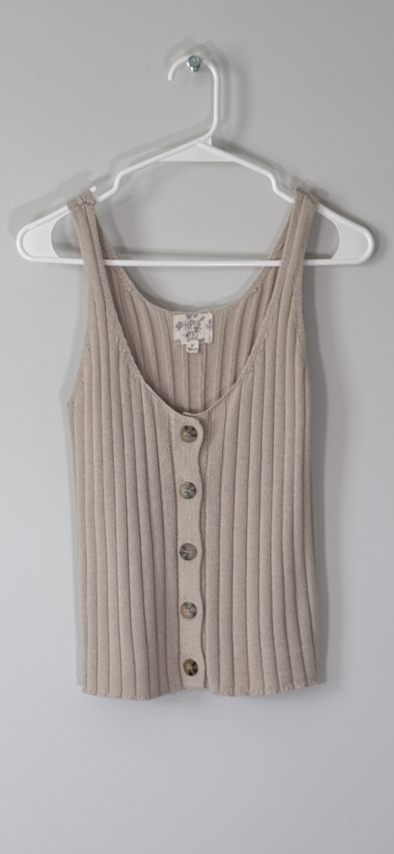 Hippie Rose Rib-Knit Button-Front Sweater Tank Top thumbnail 2