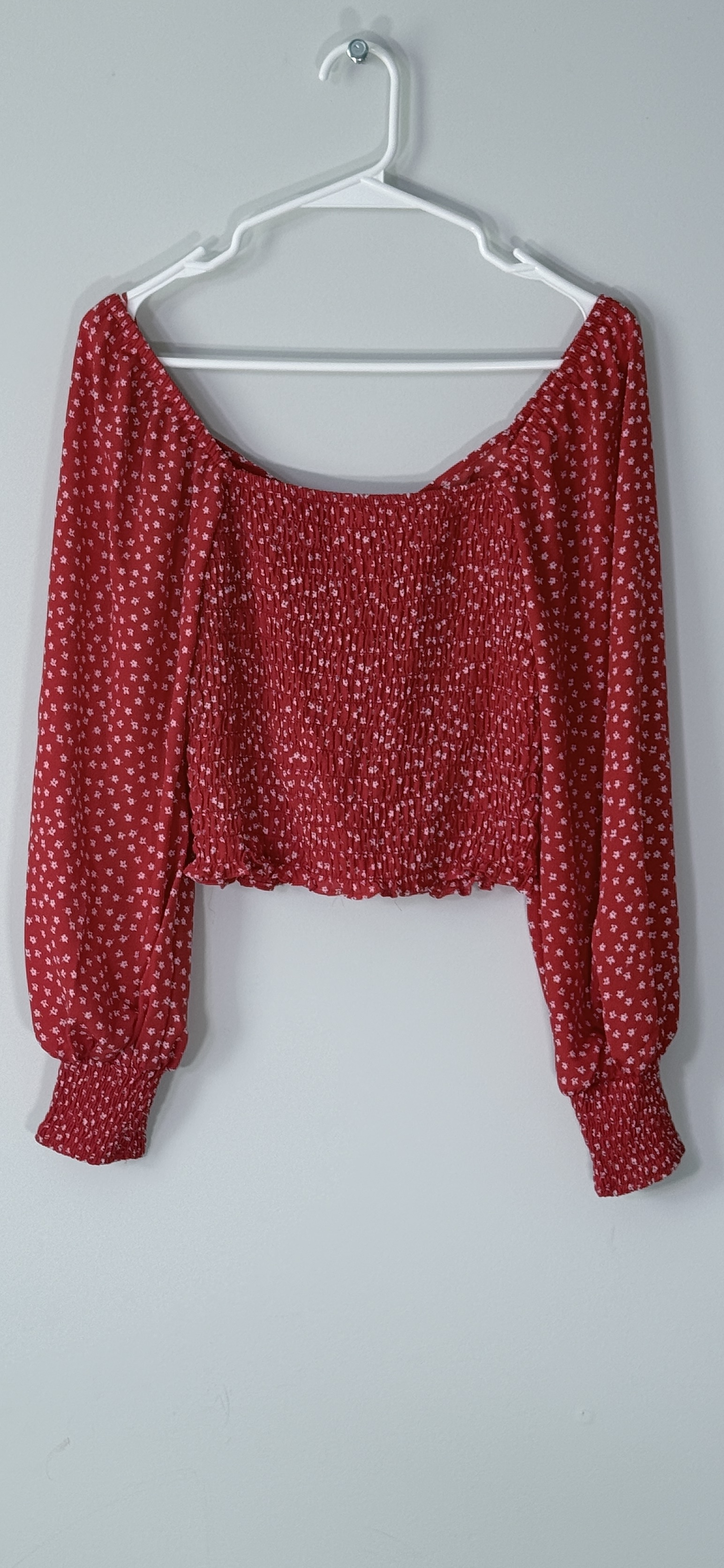Sienna Sky Red Ditsy Floral Smocked Crop Top thumbnail 3