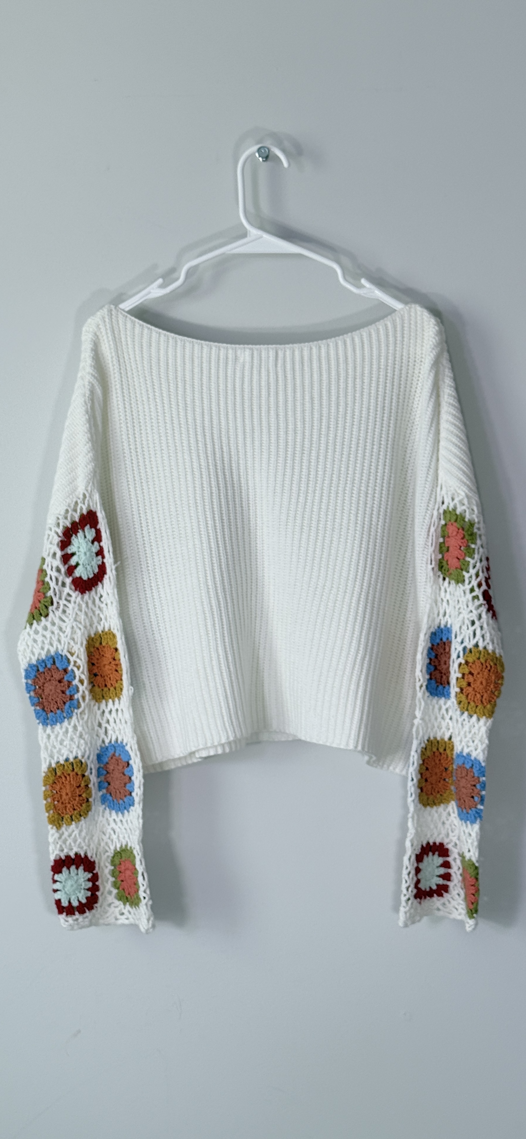 Vestique Crochet Statement Sleeve Ribbed Sweater thumbnail 4