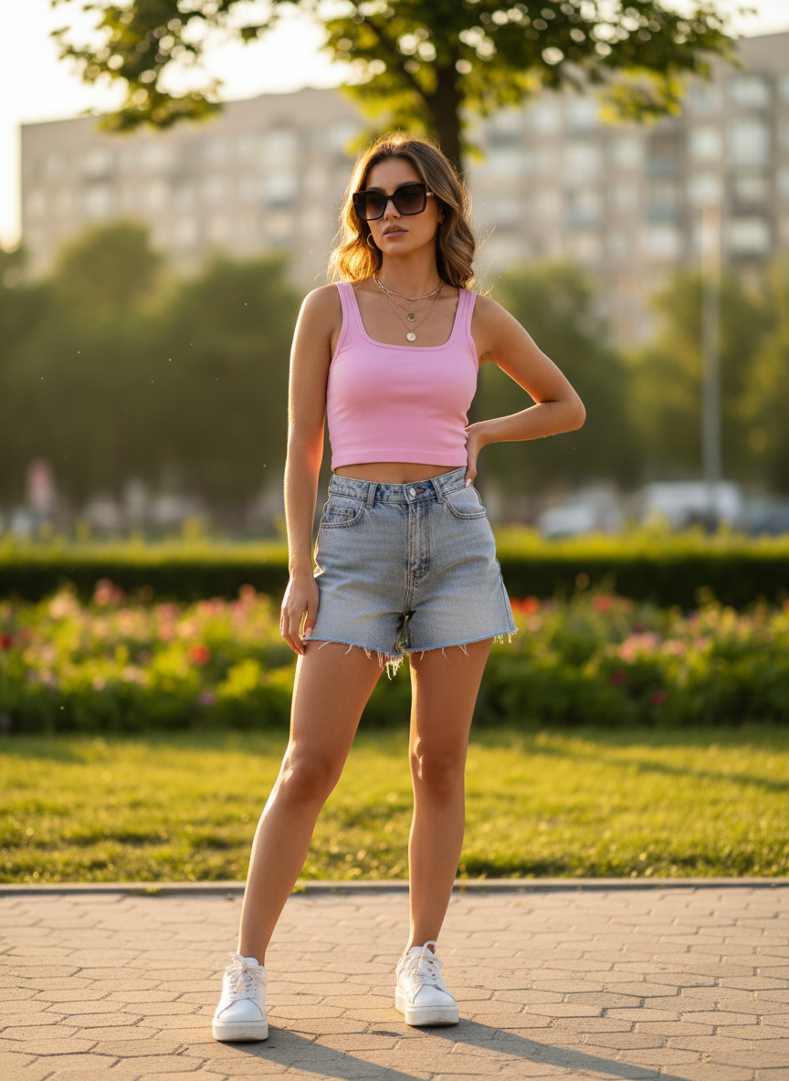 OQQ Ribbed Seamless Yoga Crop Top - Image 1