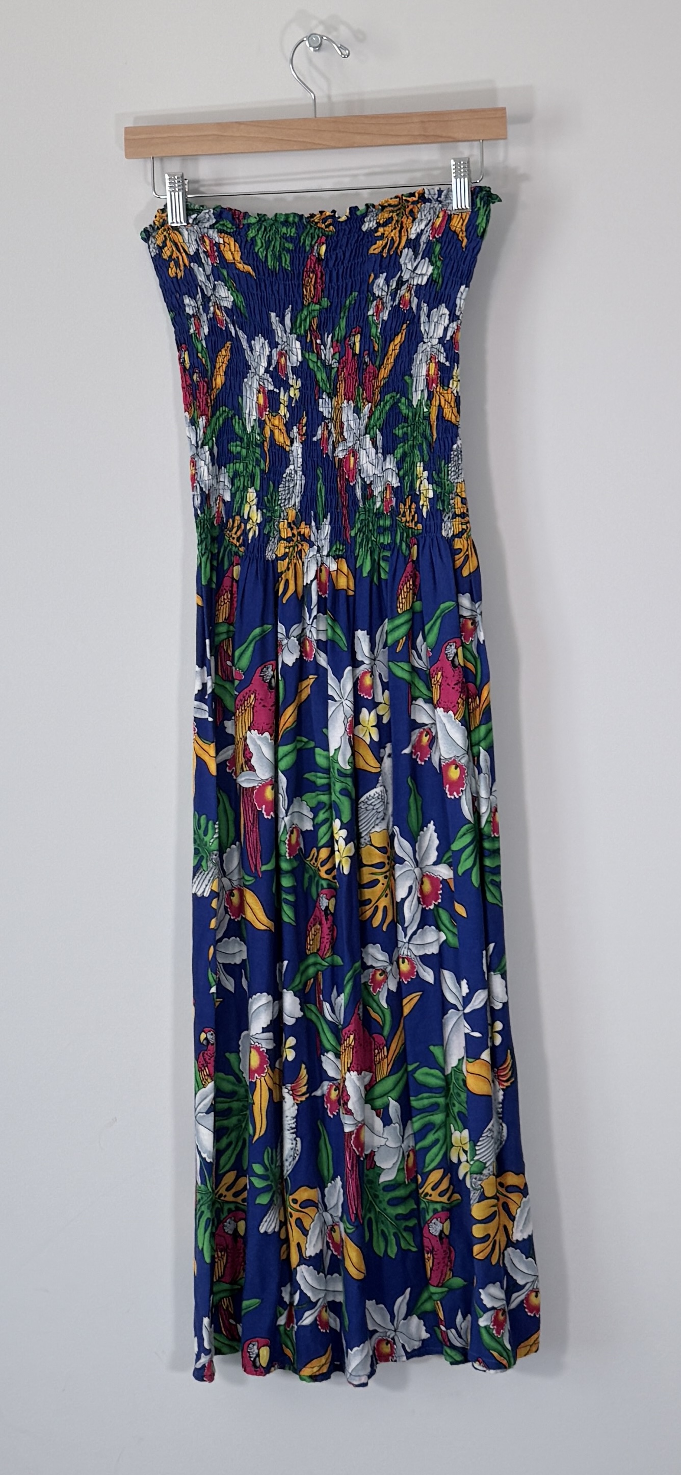 Banana Split Tropical Strapless Smocked Midi Dress thumbnail 3
