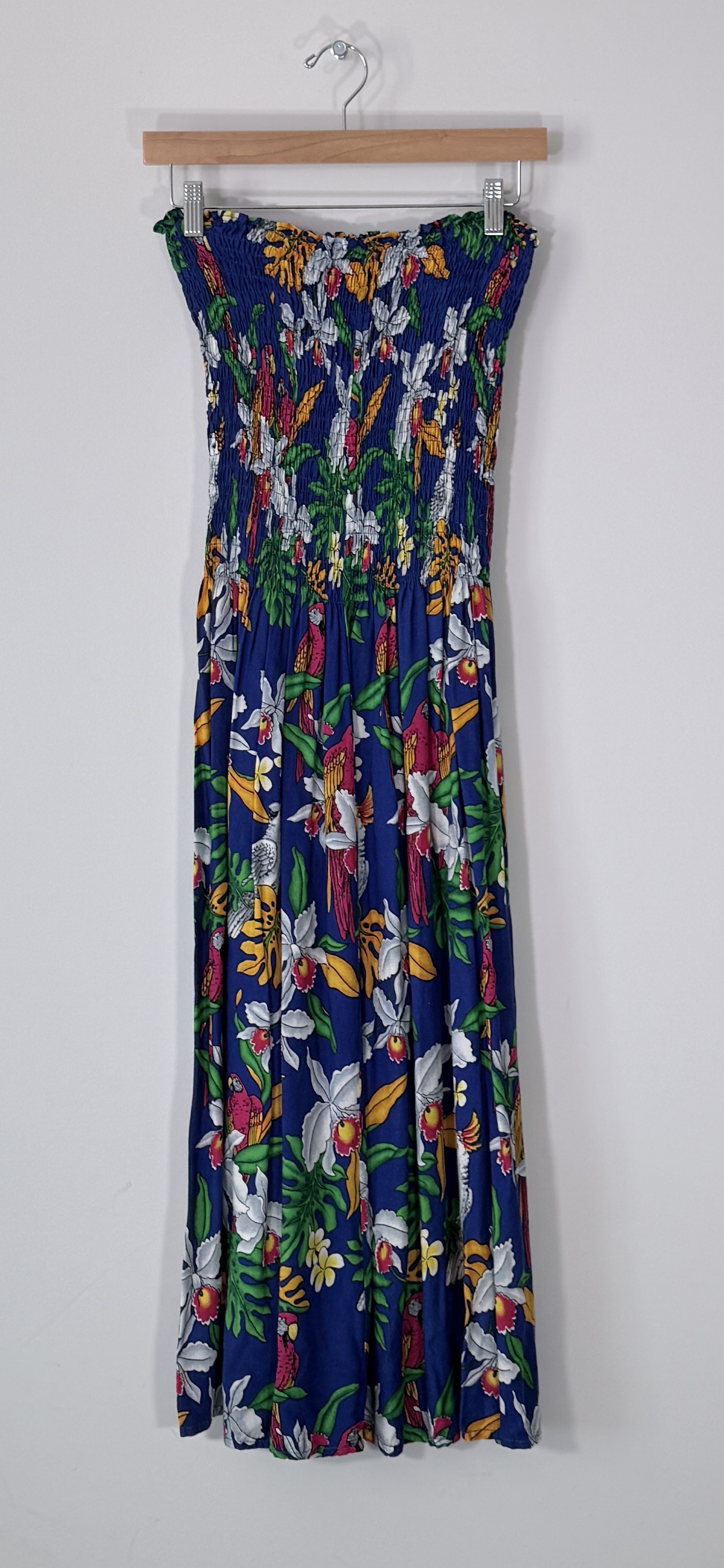 Banana Split Tropical Strapless Smocked Midi Dress thumbnail 4