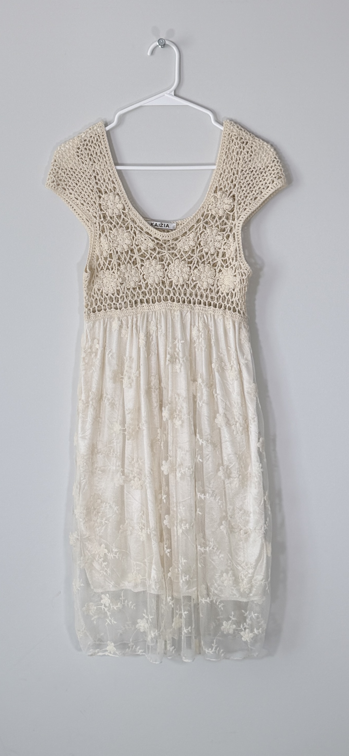 Kaizia Cream Boho Crochet Lace Dress thumbnail 2