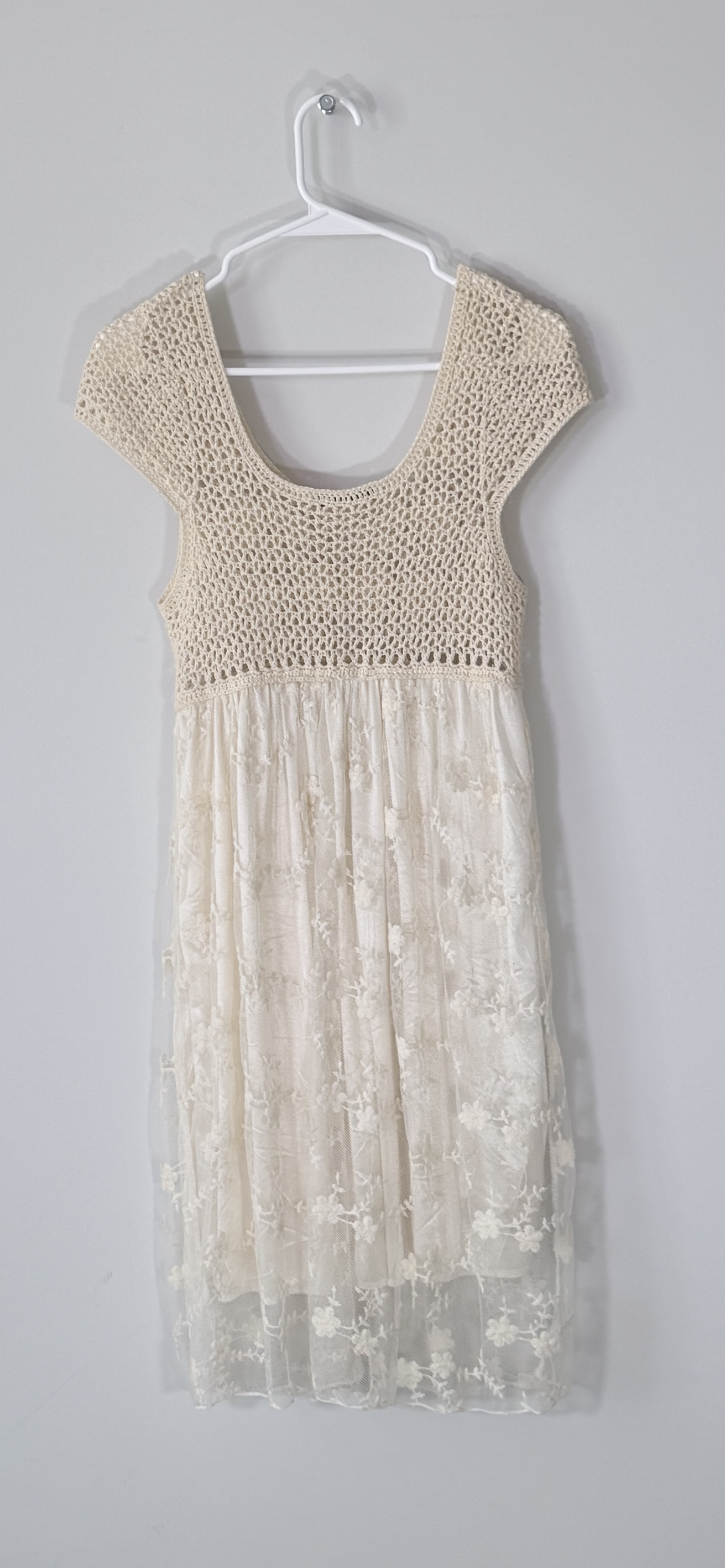 Kaizia Cream Boho Crochet Lace Dress thumbnail 3