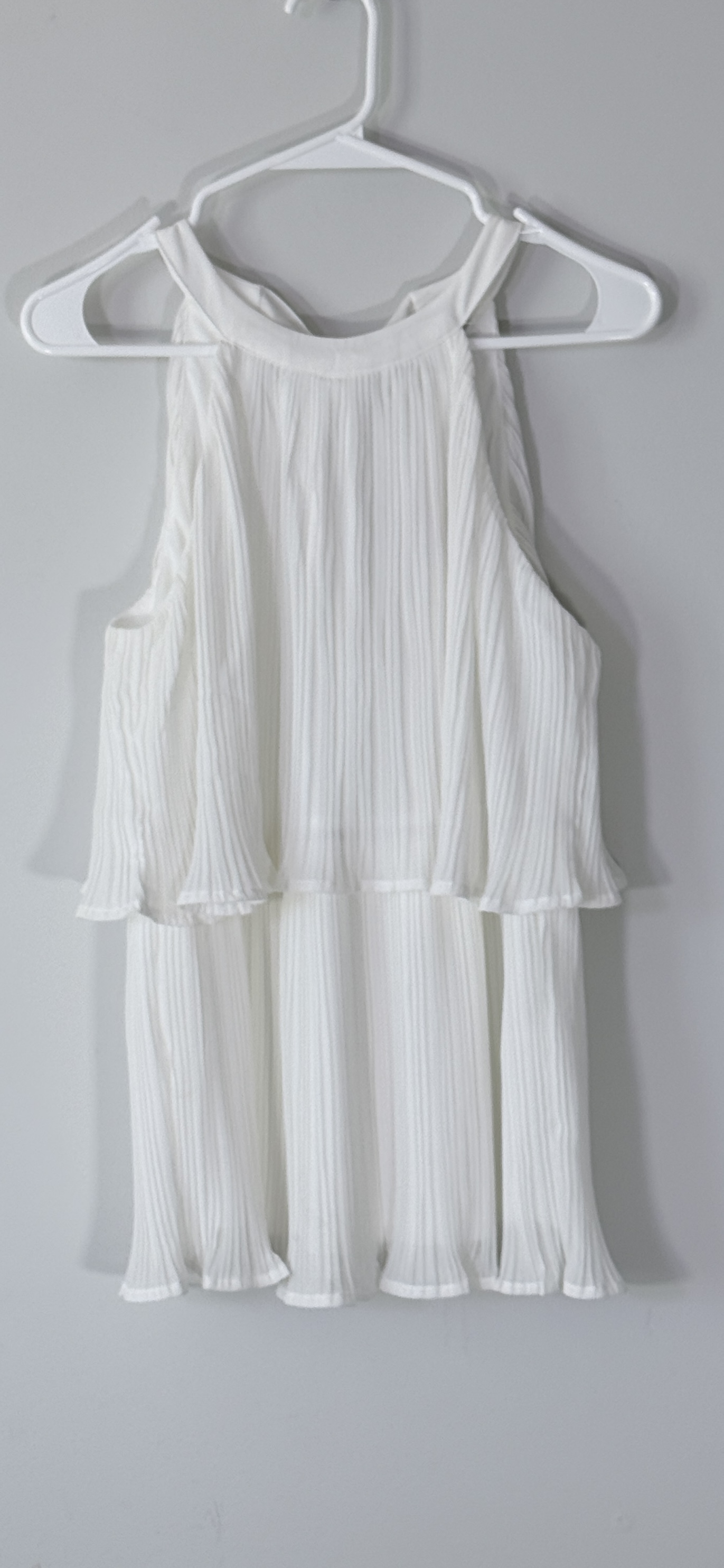 ZESICA White Pleated Halter Top thumbnail 2