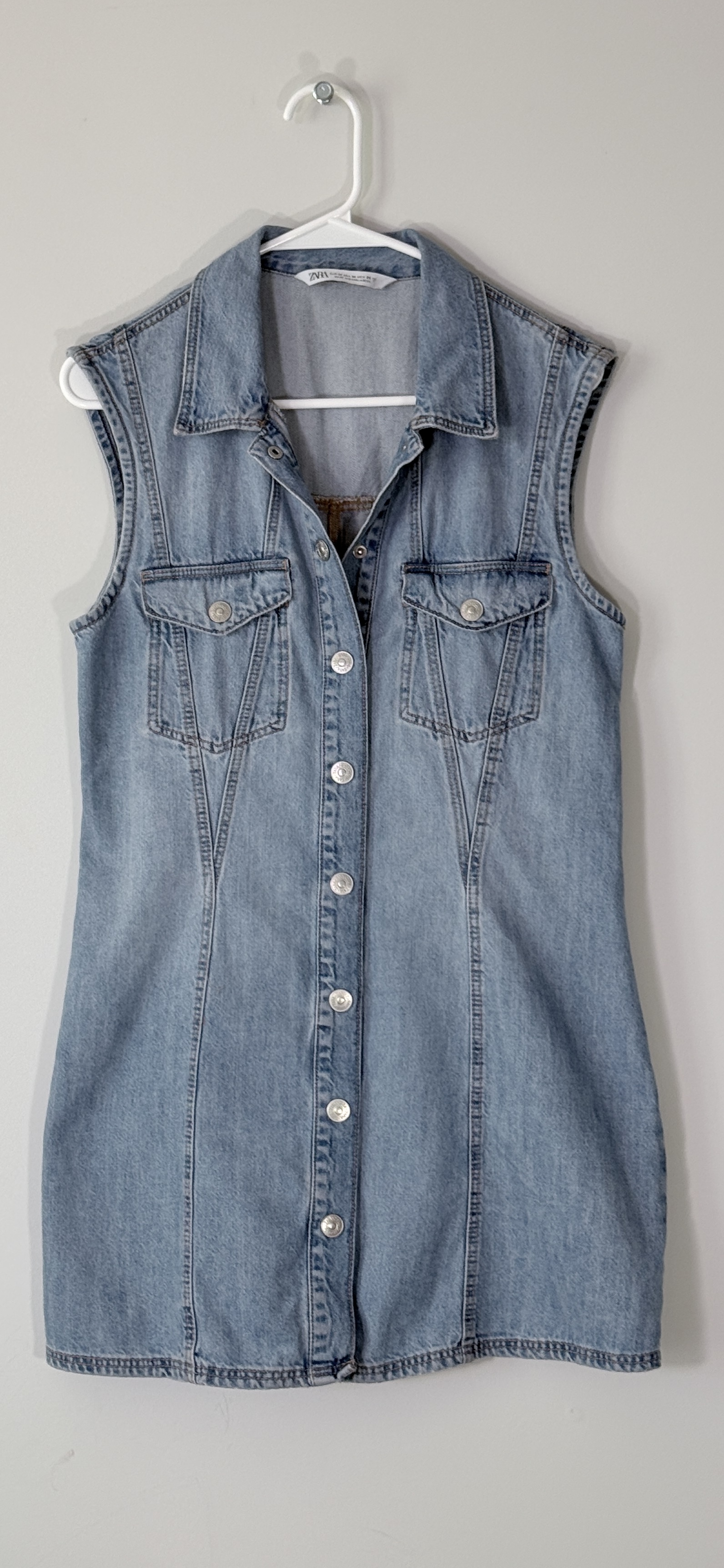 Zara Sleeveless Denim TRF Mini Dress thumbnail 2