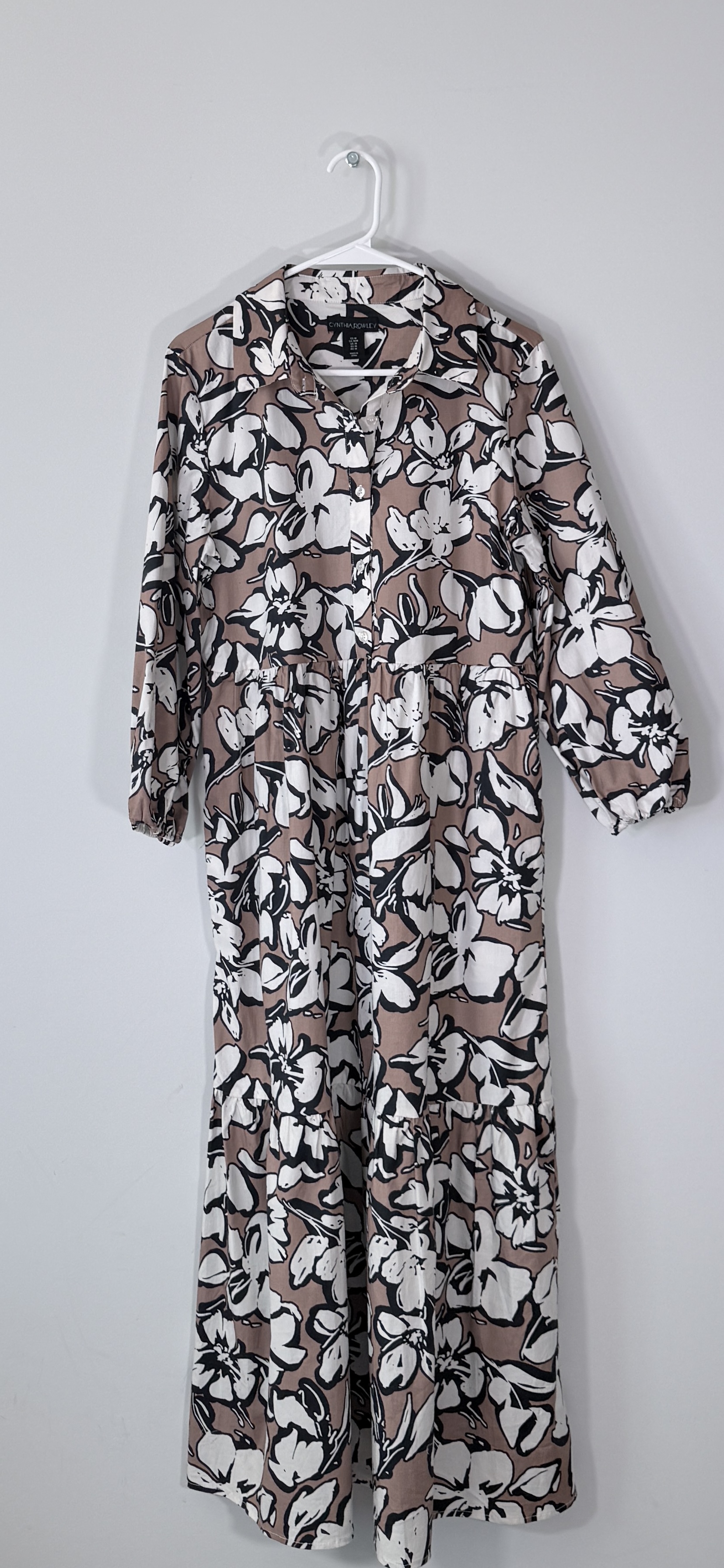 Cynthia Rowley Floral Tiered Midi Shirt Dress thumbnail 2