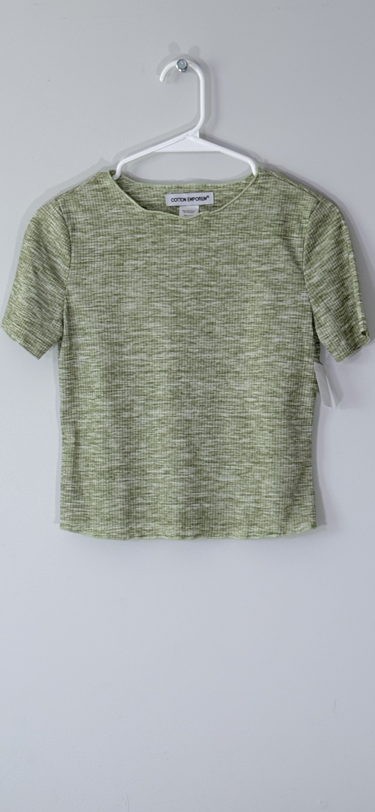 Cotton Emporium Heathered Olive Ribbed Short Sleeve Top thumbnail 2