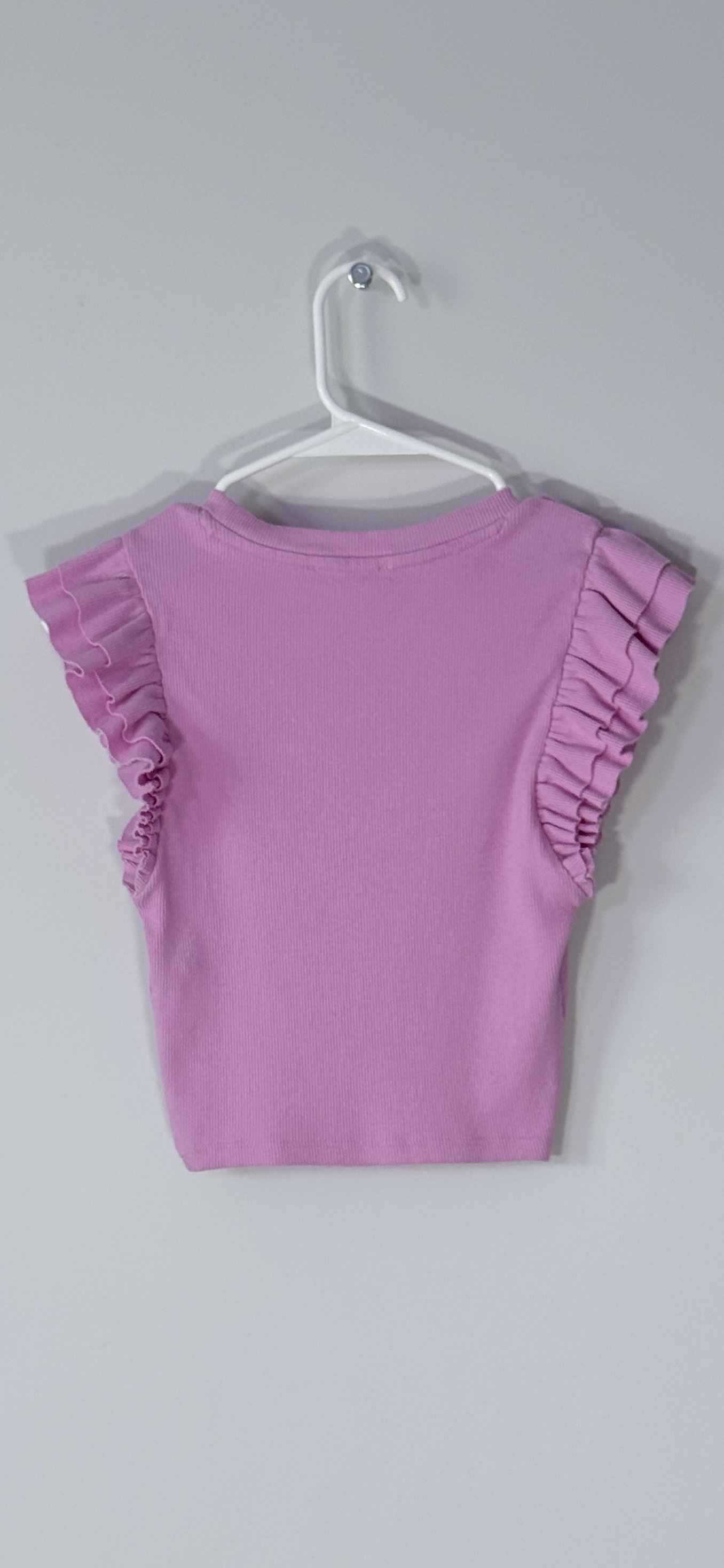 Zara Pink Ruffle Sleeve Ribbed Crop Top thumbnail 3