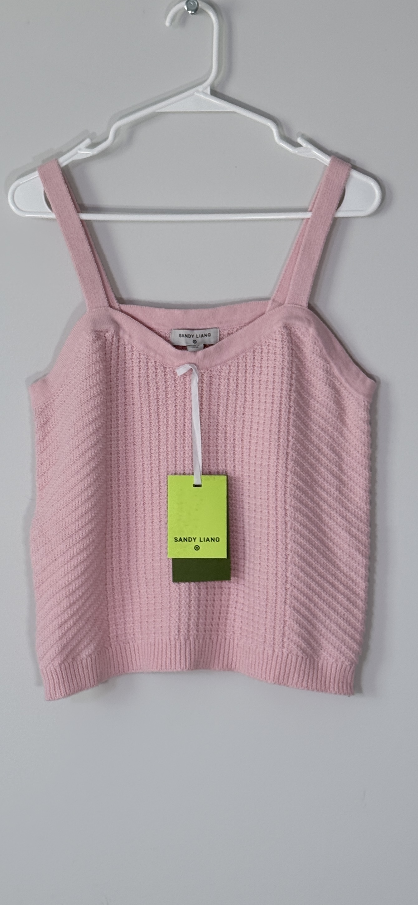 Sandy Liang Sweetheart Neckline Waffle Knit Sweater Tank Top thumbnail 2