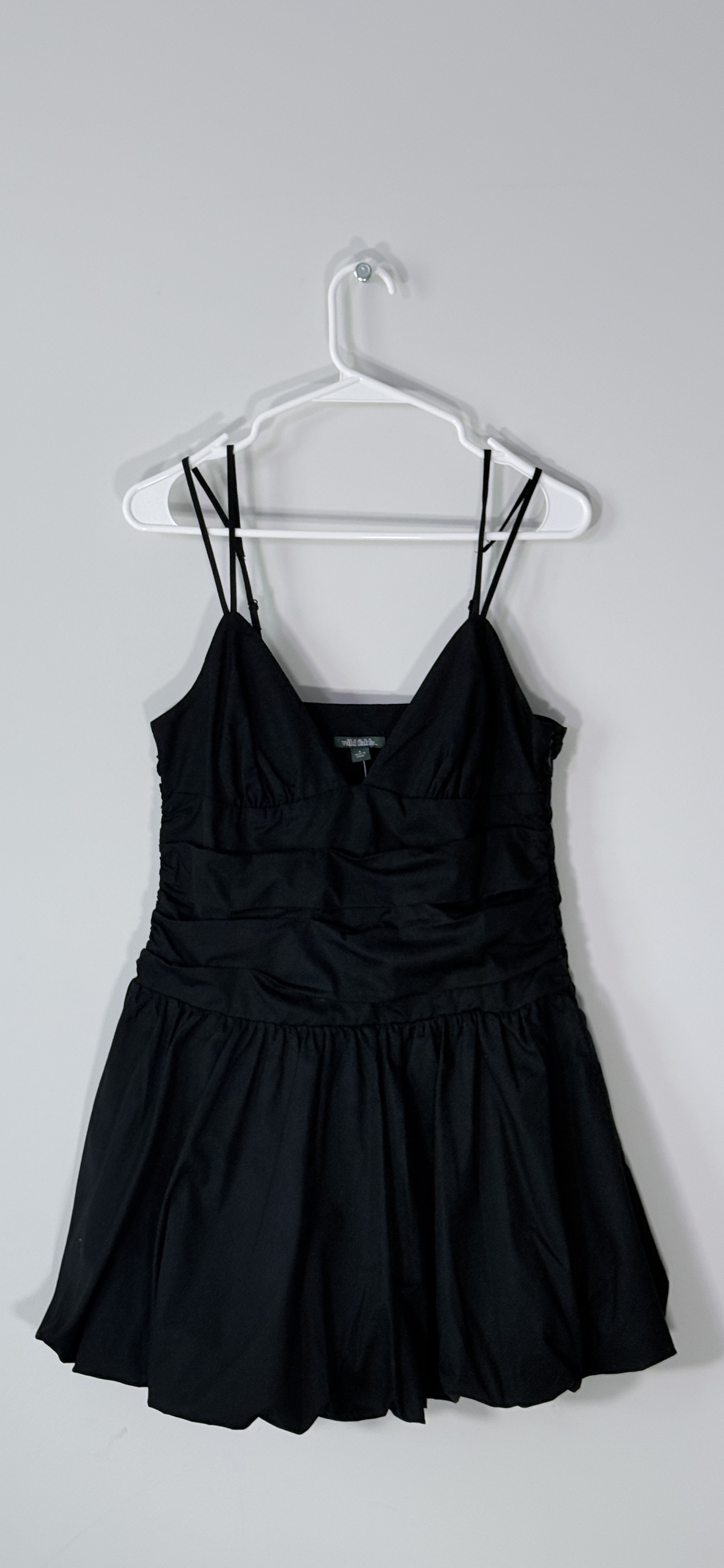 Wild Fable Black Ruched Bubble-Hem Mini Dress thumbnail 3