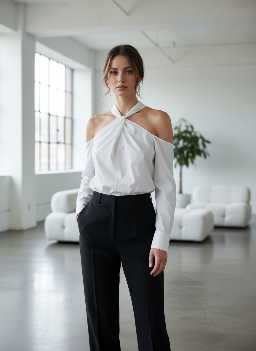 Rag & Bone "Collingwood" Cold Shoulder Twist Blouse - Image 1