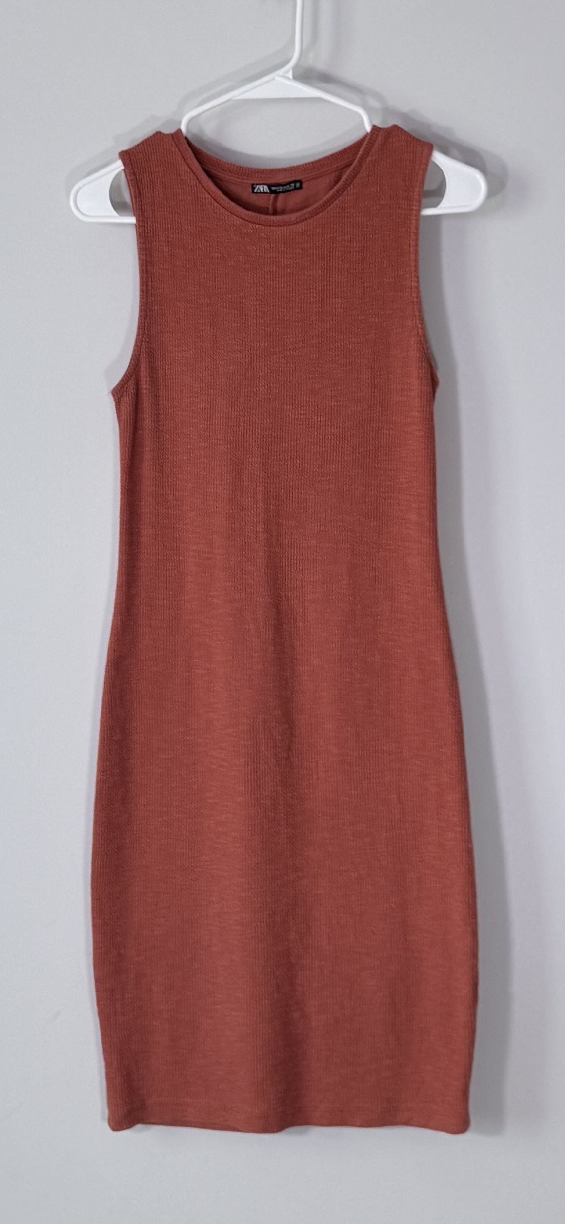 Zara Trafaluc Brick Red Ribbed Tank Mini Dress thumbnail 3