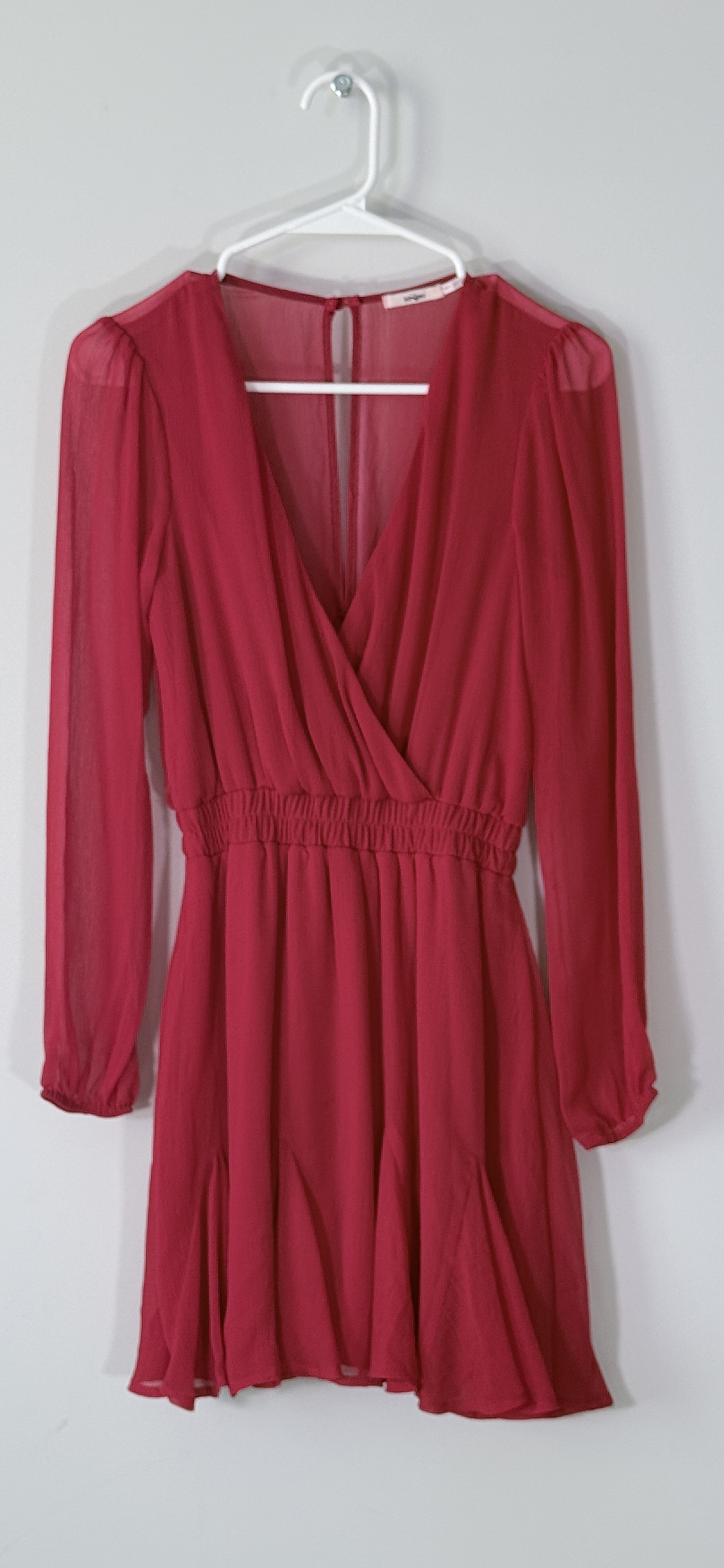Mi Ami Vibrant Red Faux-Wrap Chiffon Mini Dress thumbnail 3