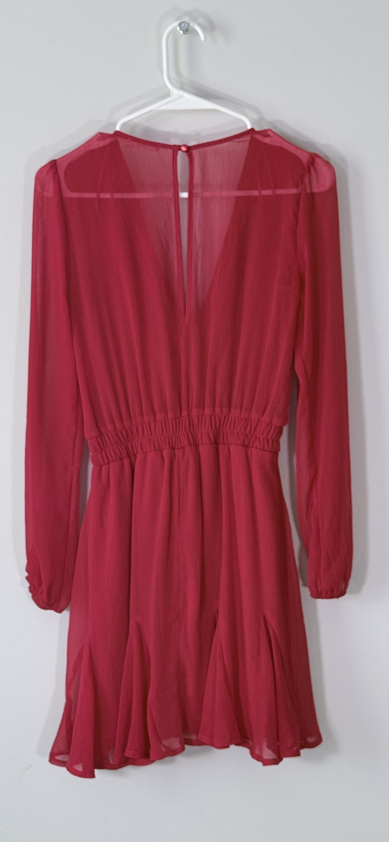 Mi Ami Vibrant Red Faux-Wrap Chiffon Mini Dress thumbnail 4