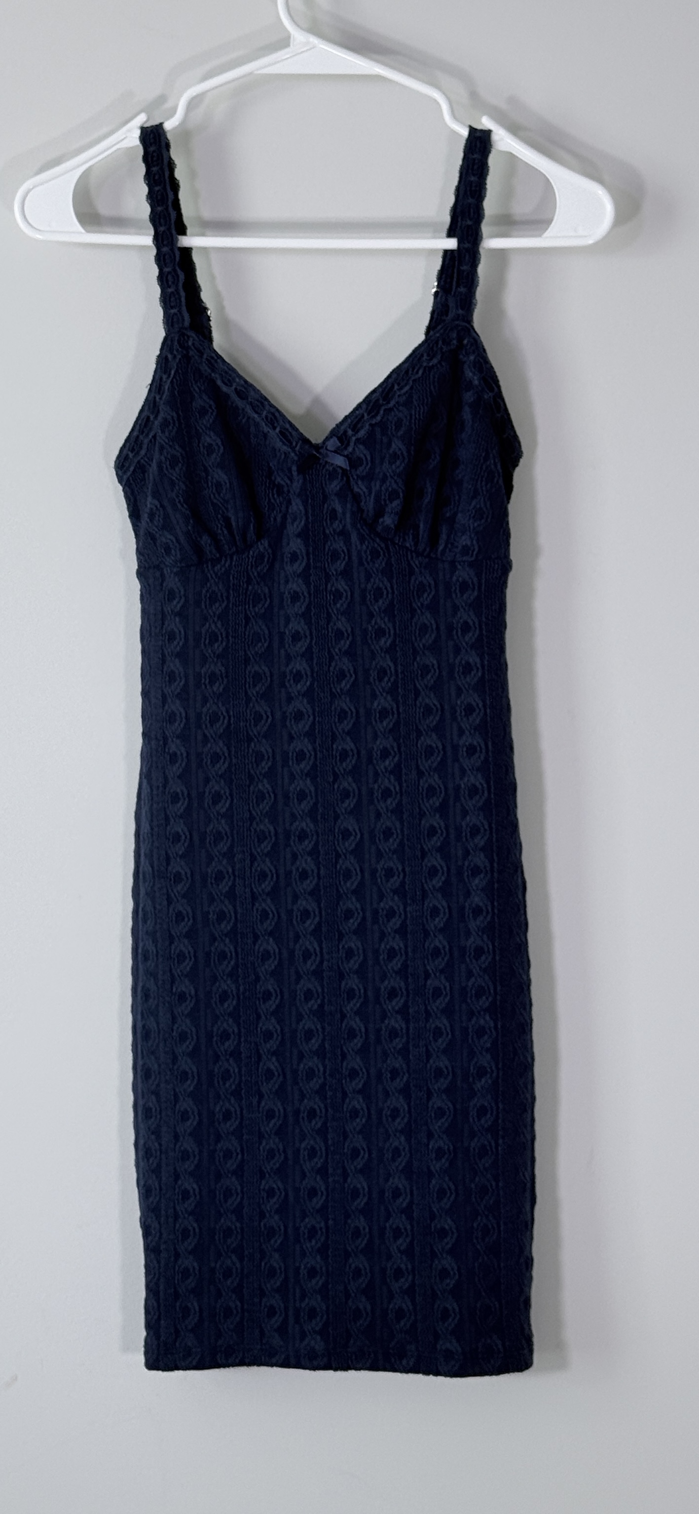 No Boundaries Cable Knit Mini Dress with Lace Trim thumbnail 2