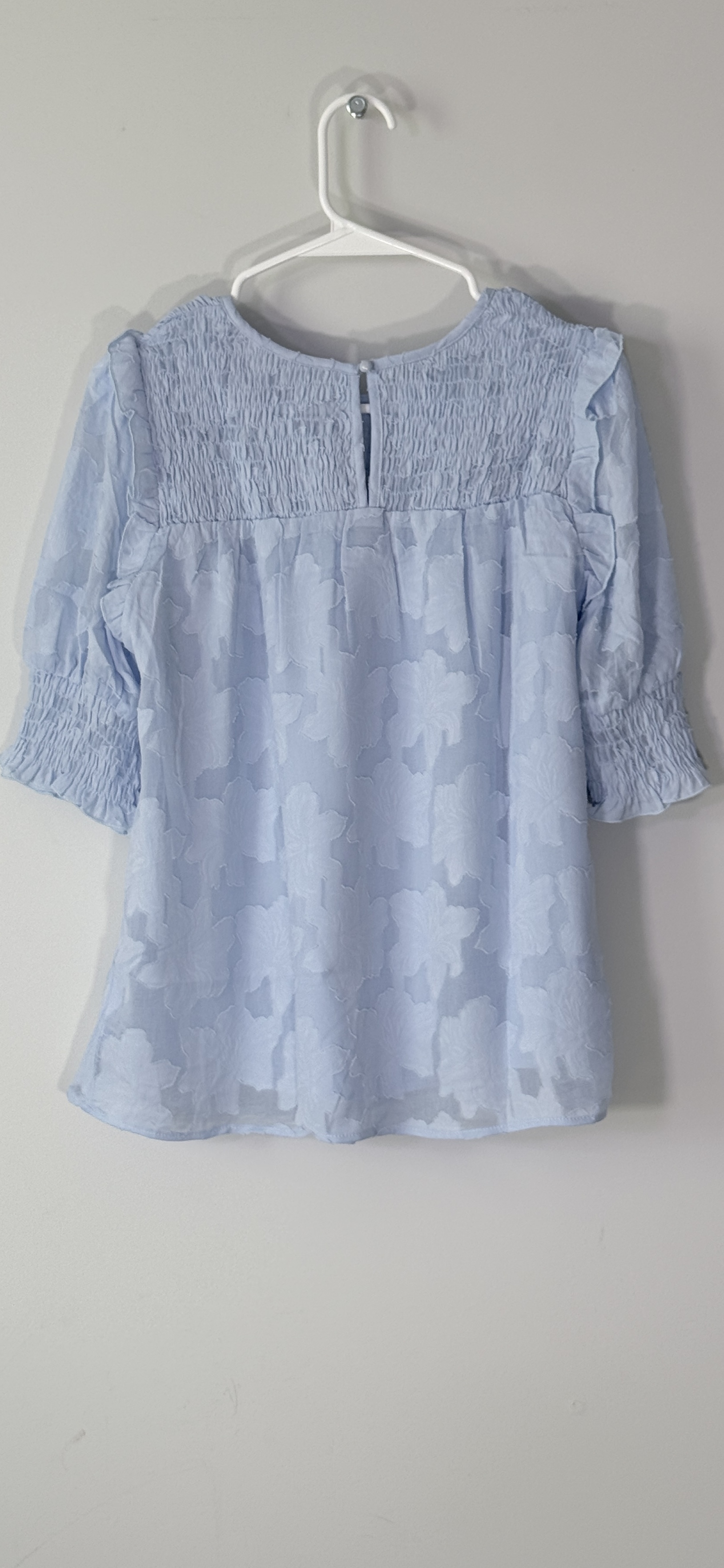 Dokotoo Light Blue Textured Smocked Blouse thumbnail 4