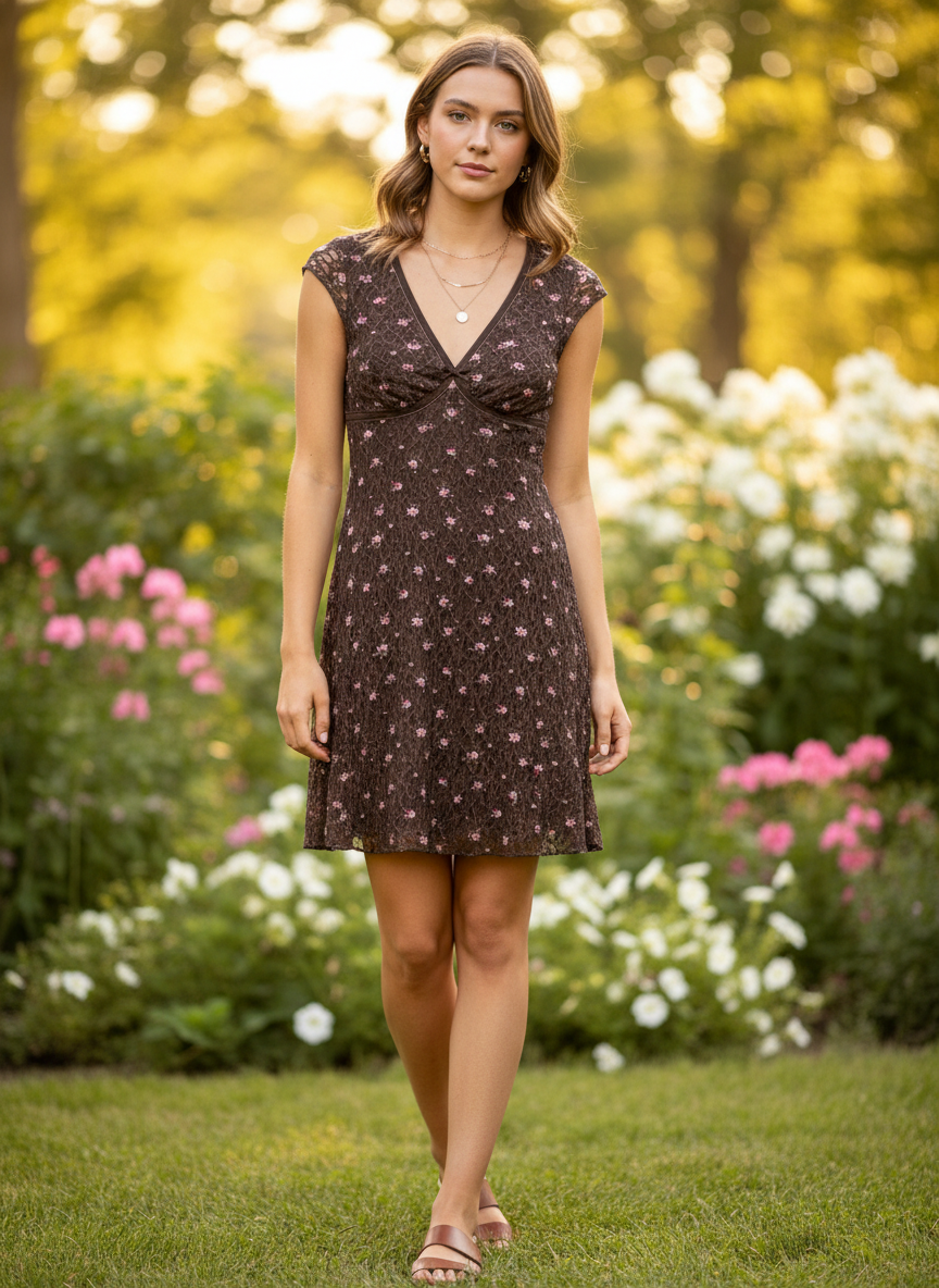 No Boundaries Floral Lace Mini Dress - Image 1