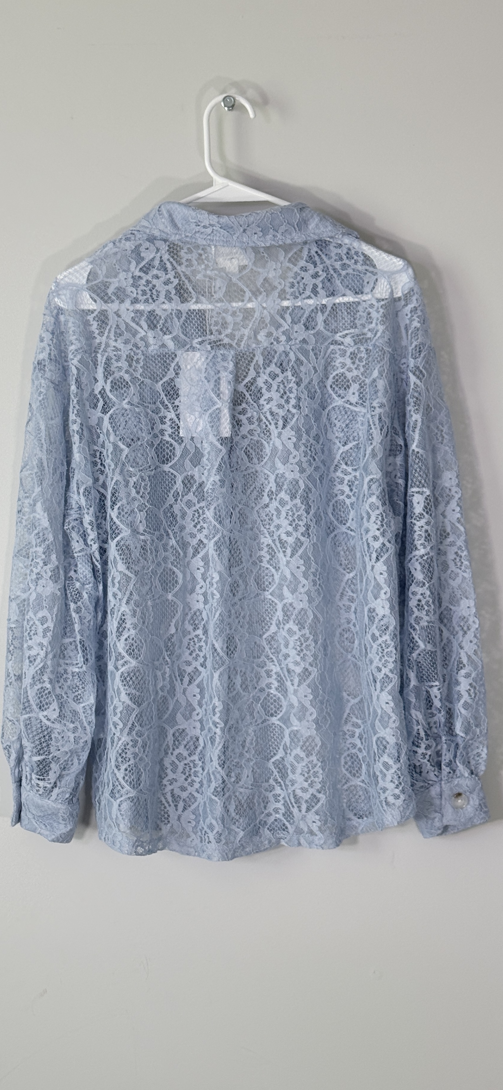 Andree by Unit "Stick Together" Lace Button-Up Shirt in Light Blue thumbnail 3