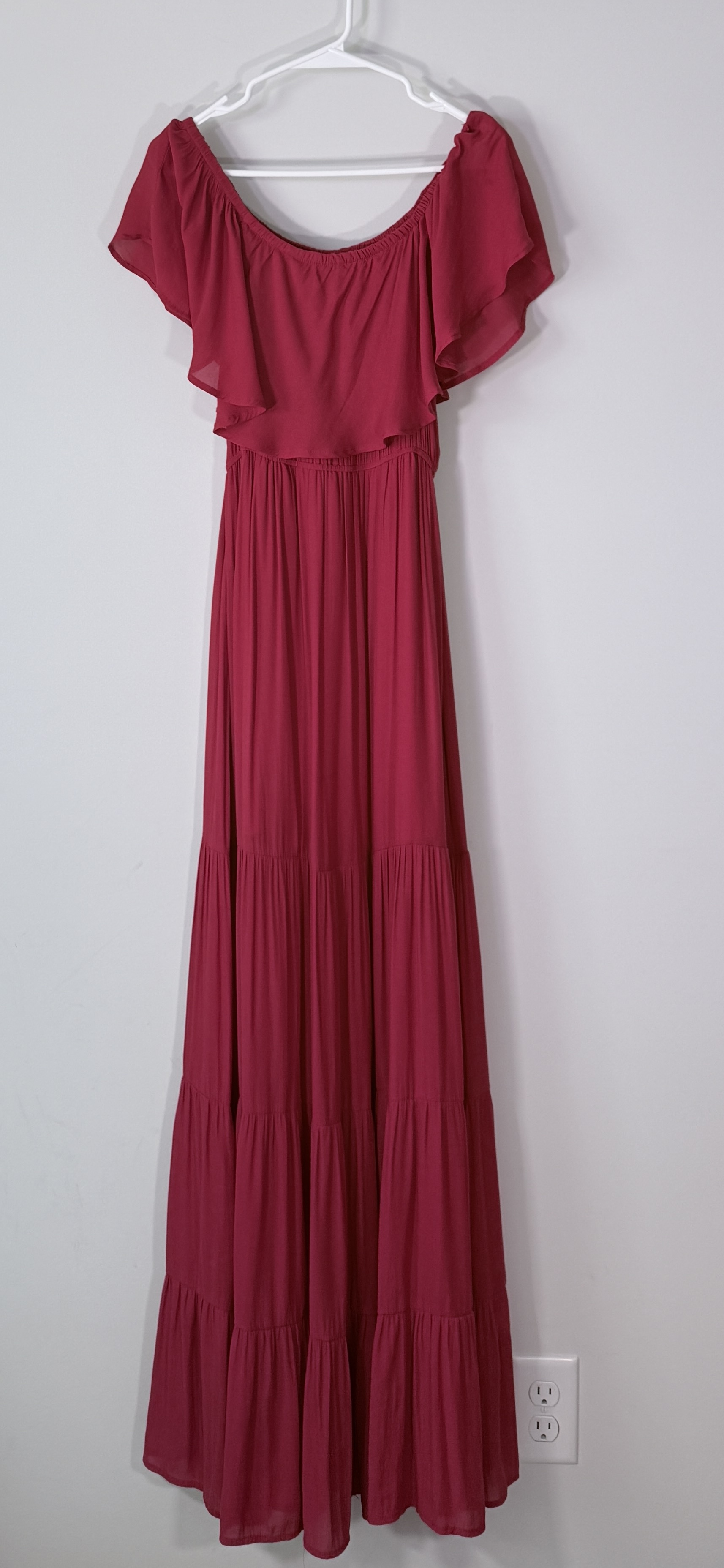 Forever 21 Red Off-The-Shoulder Tiered Maxi Dress thumbnail 3