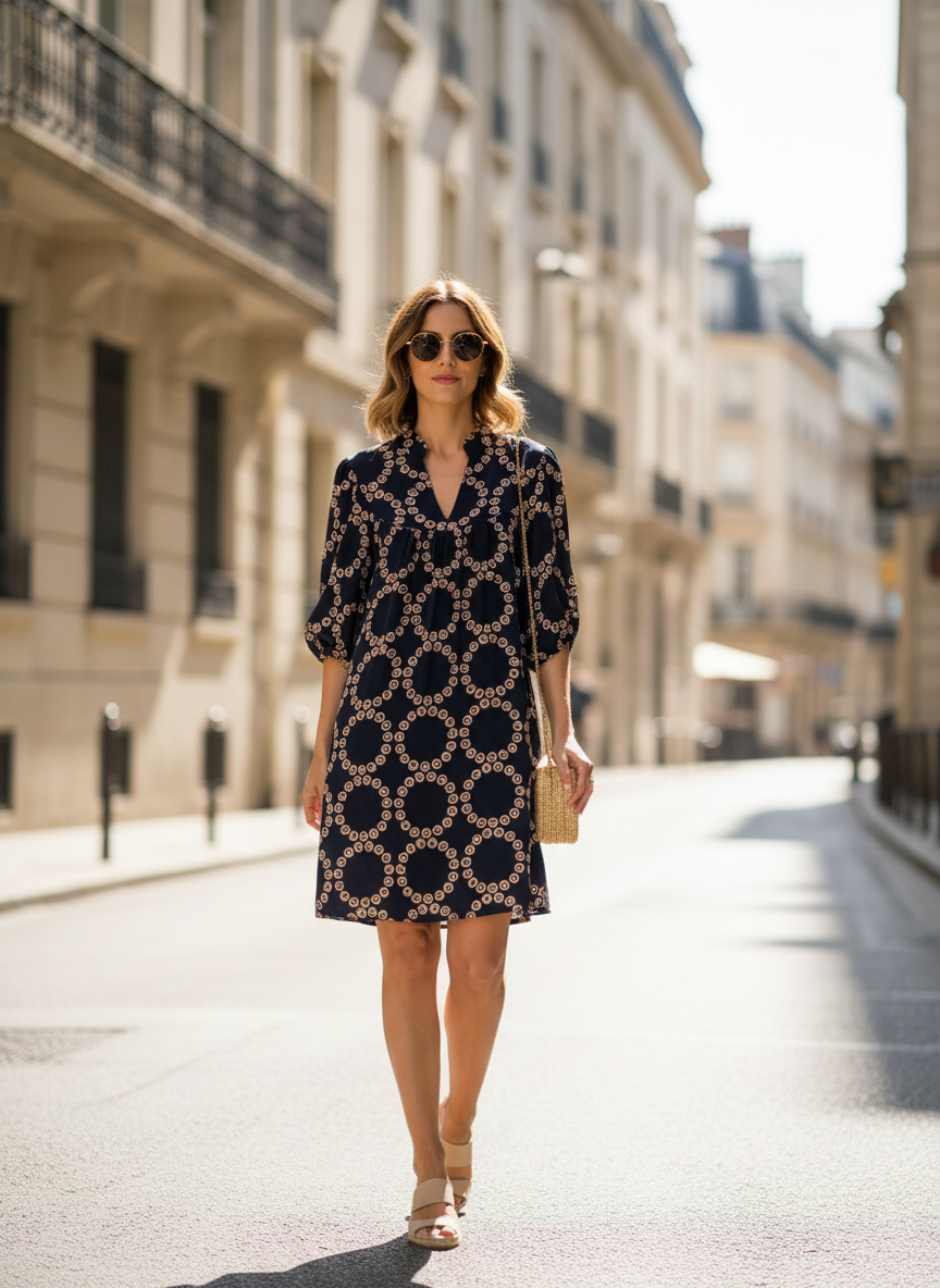 Banana Republic 100% Silk Geometric Circle Print Mini Shift Dress - Image 1