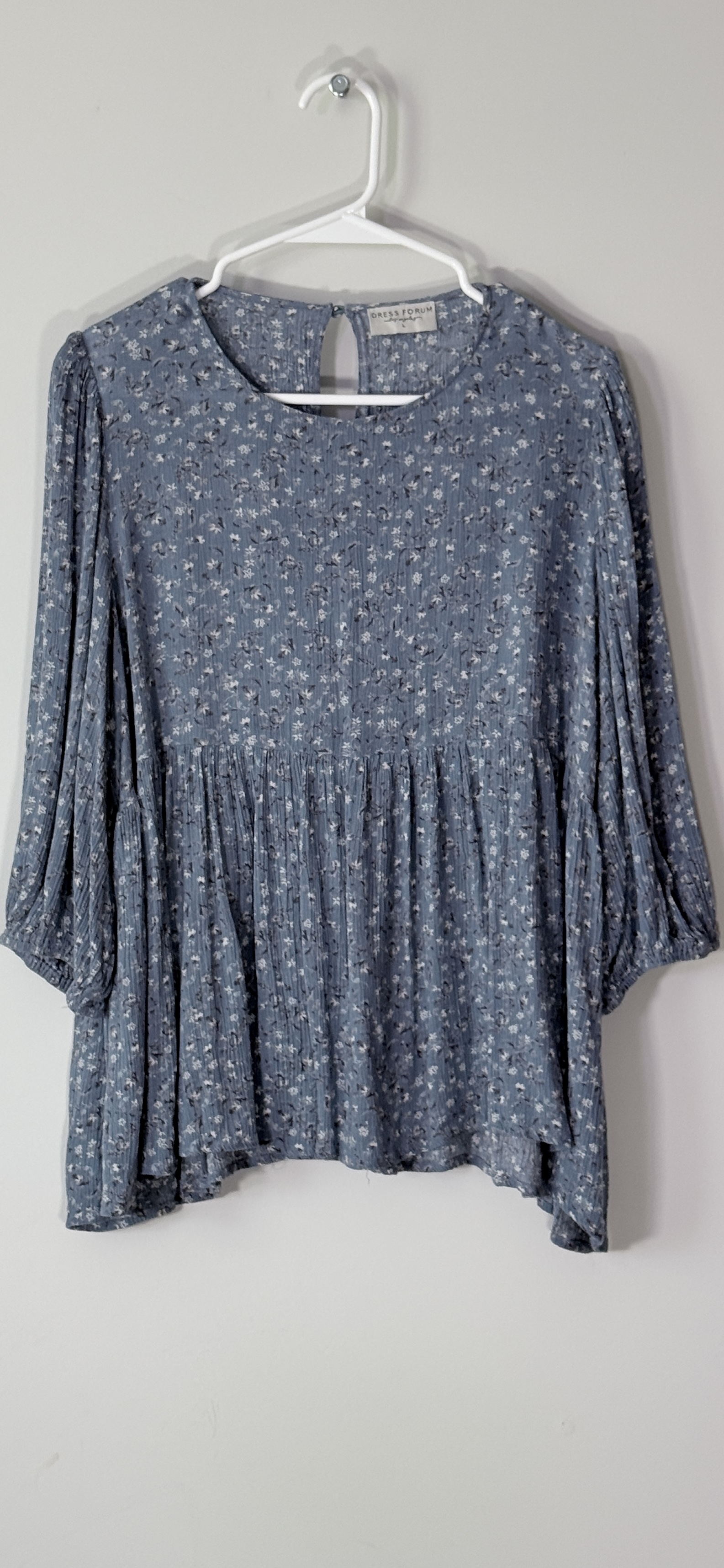 Dress Forum Light Blue Ditsy Floral Print Babydoll Blouse thumbnail 3