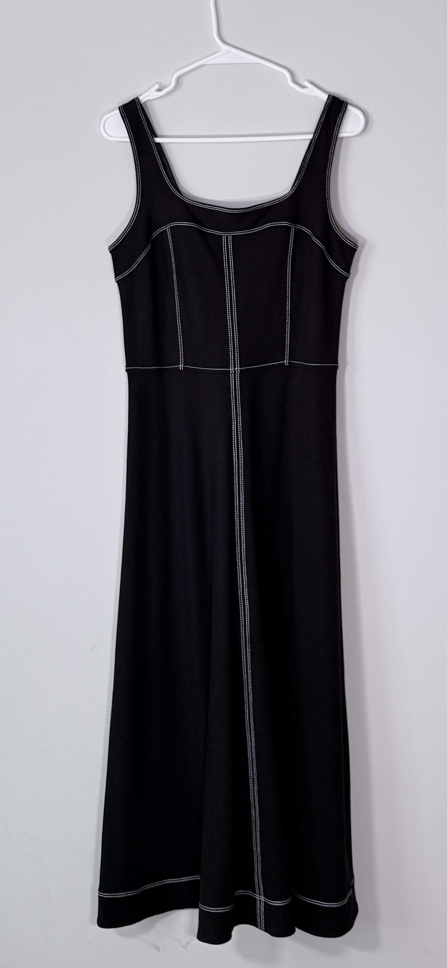 LOFT Black Midi Tank Dress with White Contrast Stitching thumbnail 2