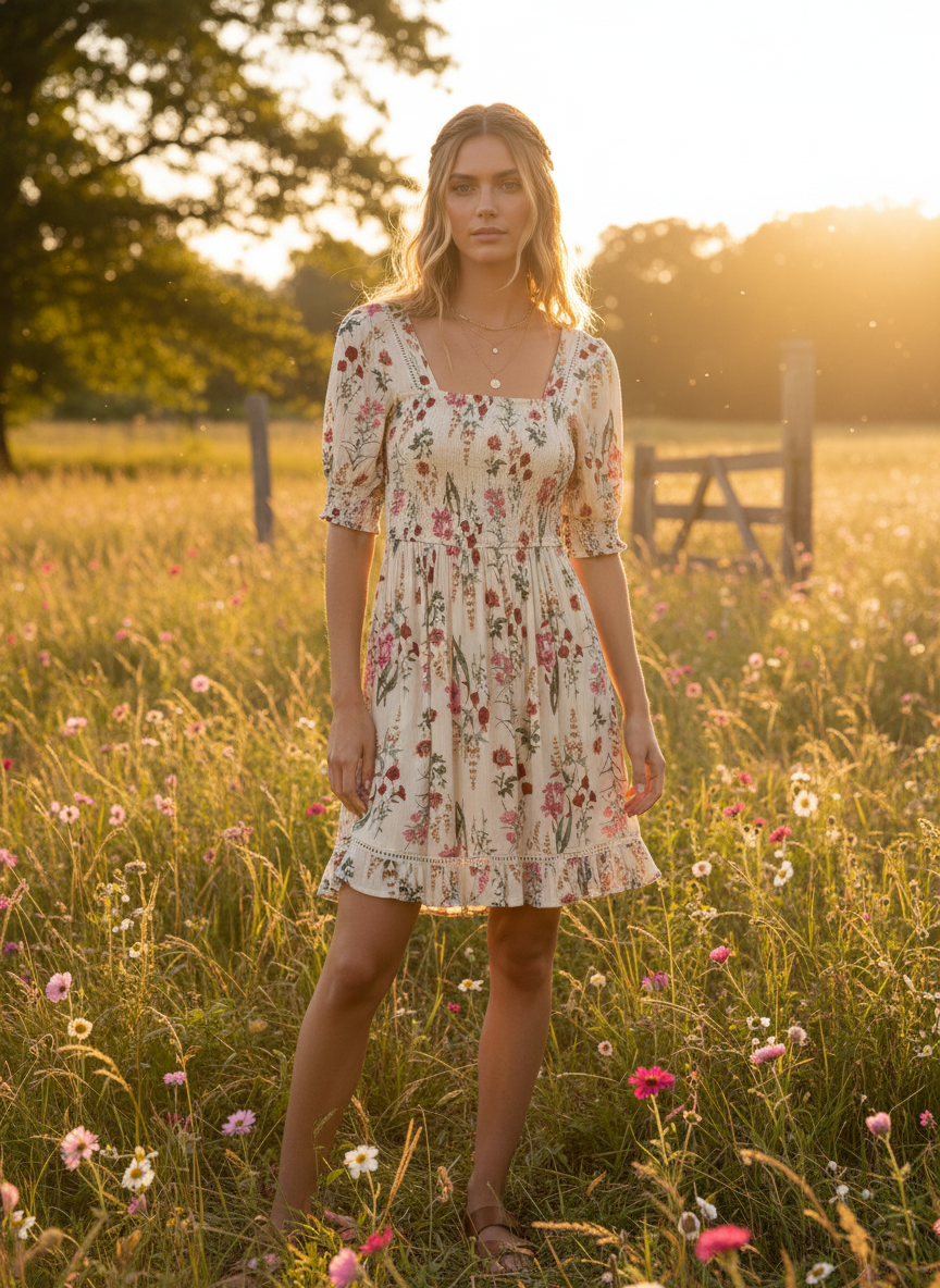 B.O.G Collective Floral Smocked Mini Dress - Image 1