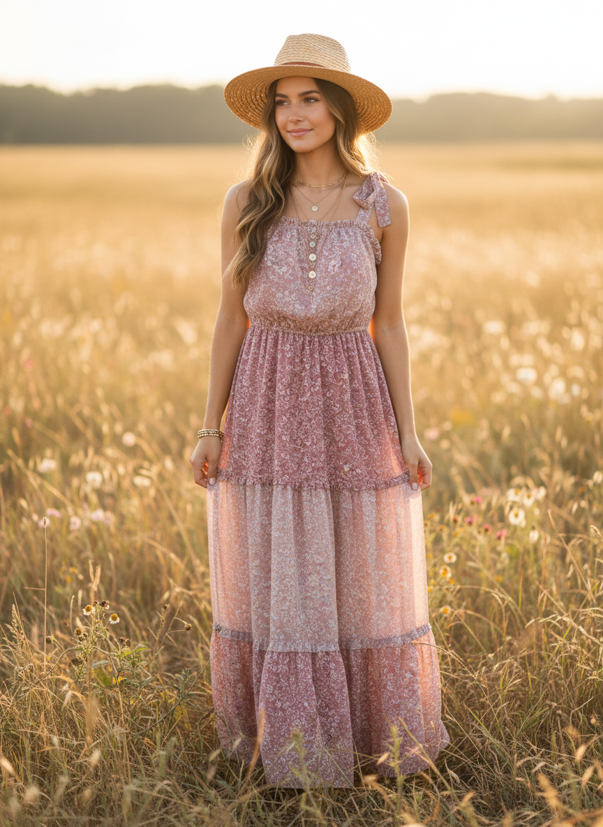 Sincerely Jules Patchwork Floral Tiered Dress - Image 1